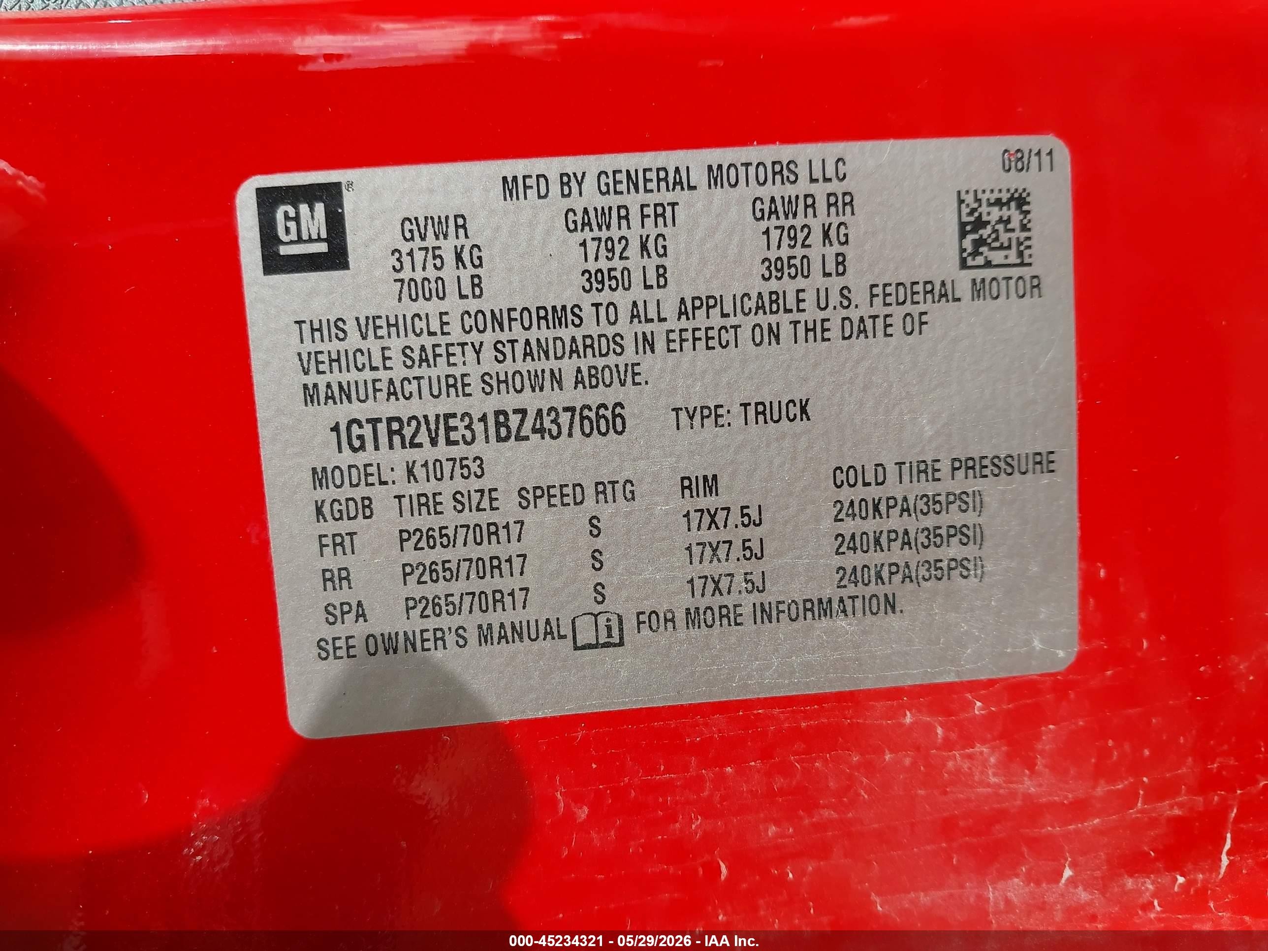 2011 Gmc Sierra 1500 Sle Red vin: 1GTR2VE31BZ437666