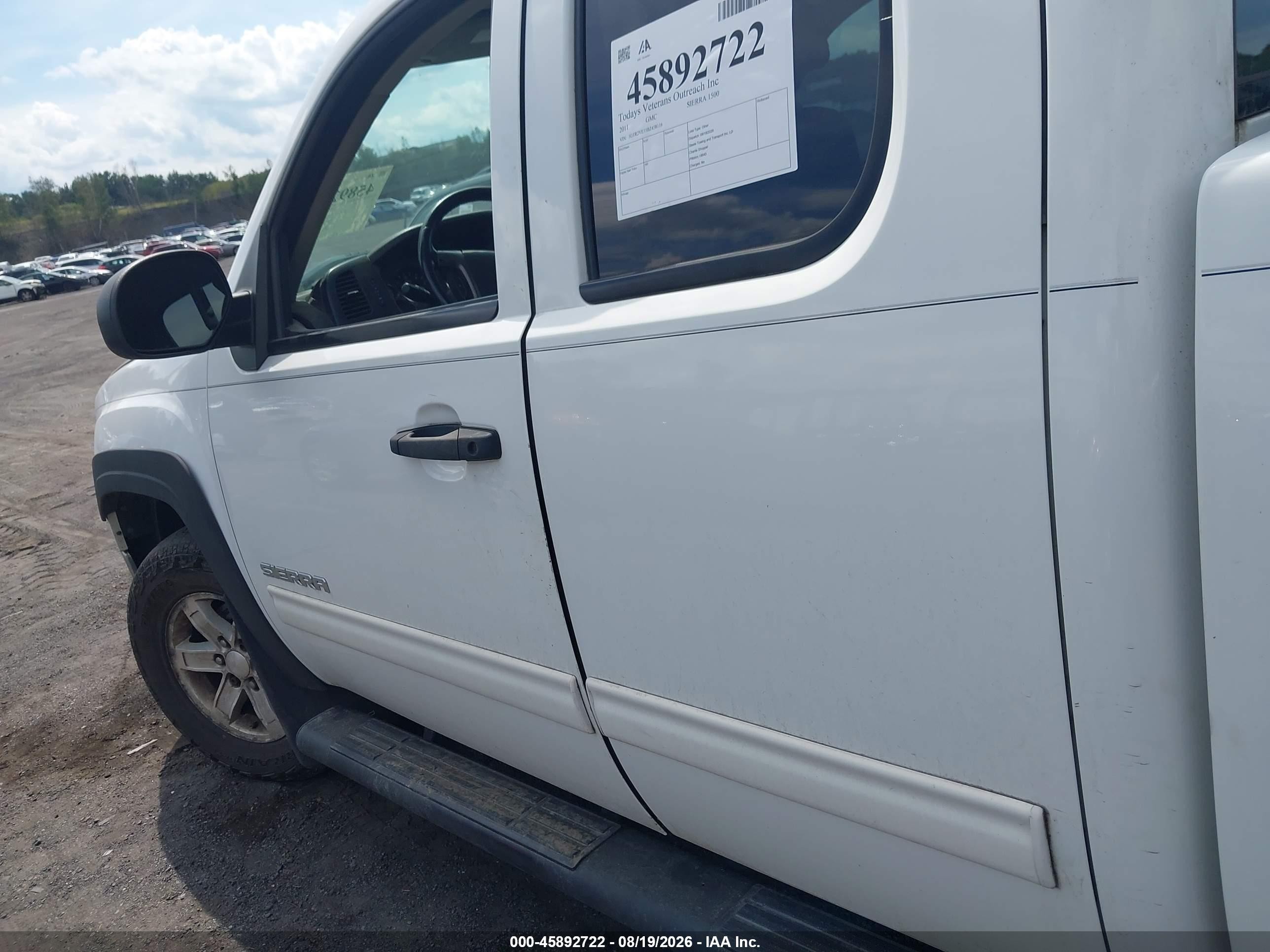 2011 Gmc Sierra 1500 Sle White vin: 1GTR2VE35BZ458116