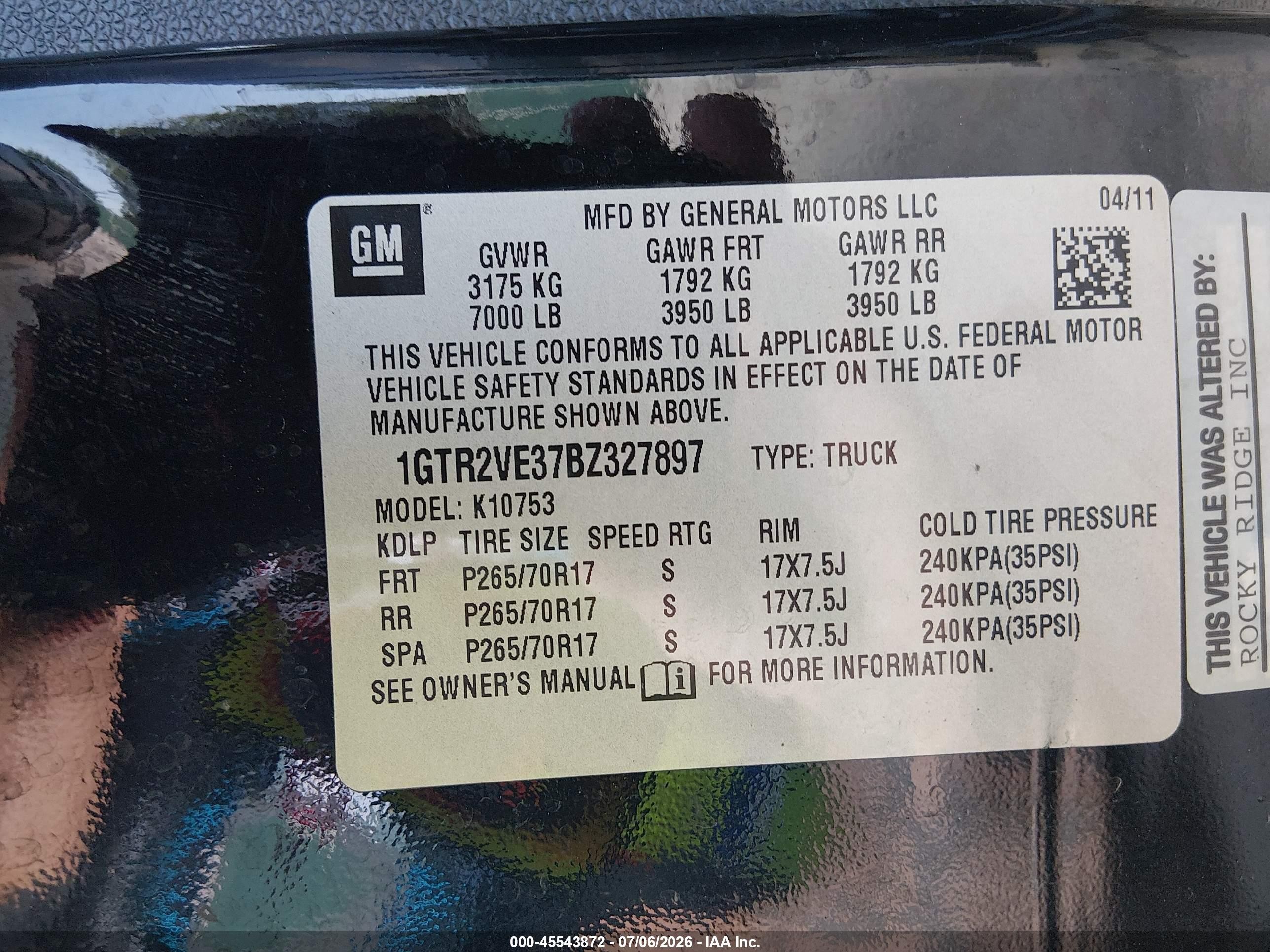 2011 Gmc Sierra 1500 Sle Black vin: 1GTR2VE37BZ327897