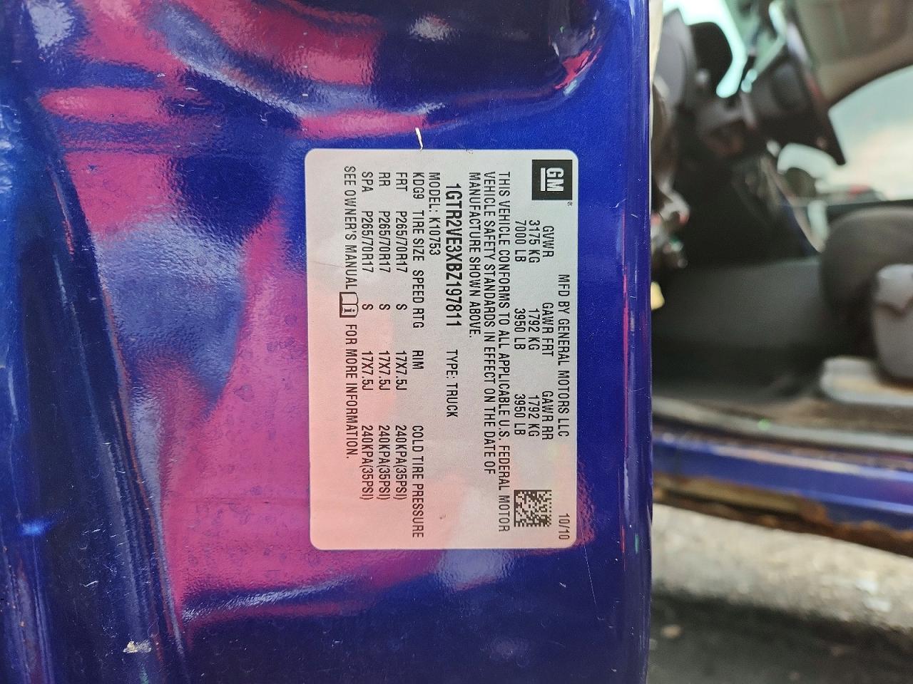 2011 Gmc Sierra K1500 Sle Blue vin: 1GTR2VE3XBZ197811