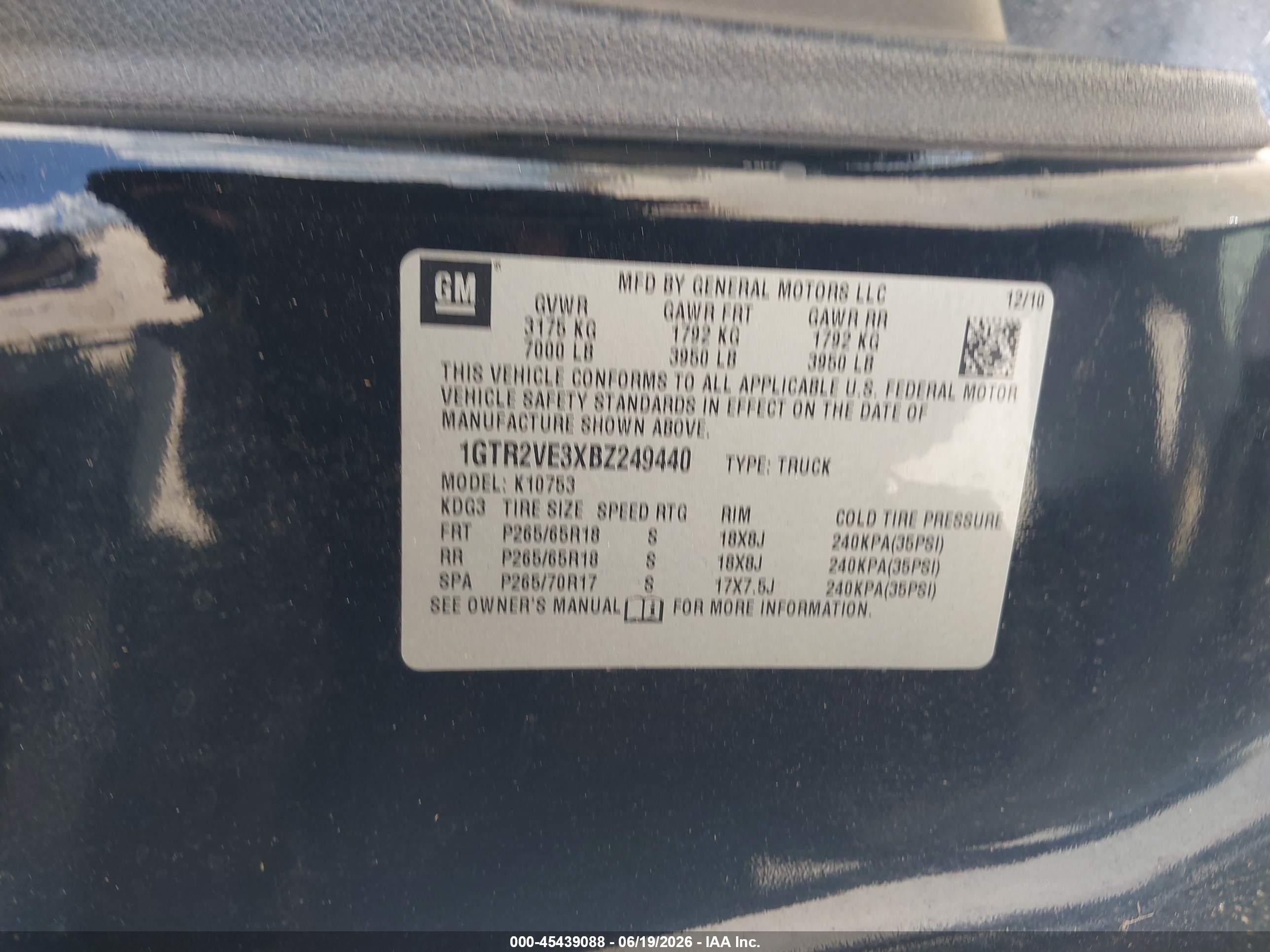 2011 Gmc Sierra 1500 Sle Black vin: 1GTR2VE3XBZ249440