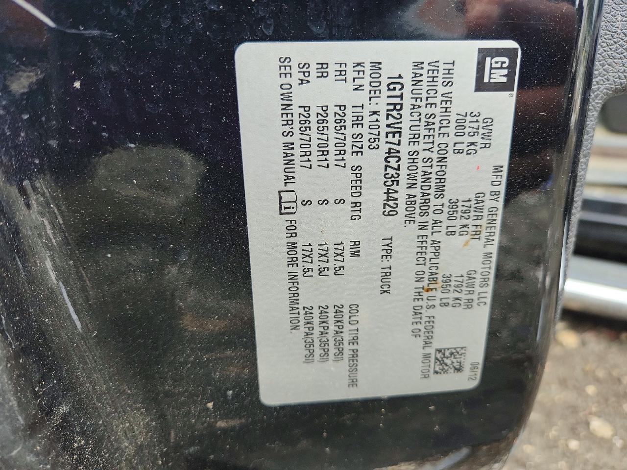 2012 Gmc Siera15004wd K1500 Sle Black vin: 1GTR2VE74CZ354429