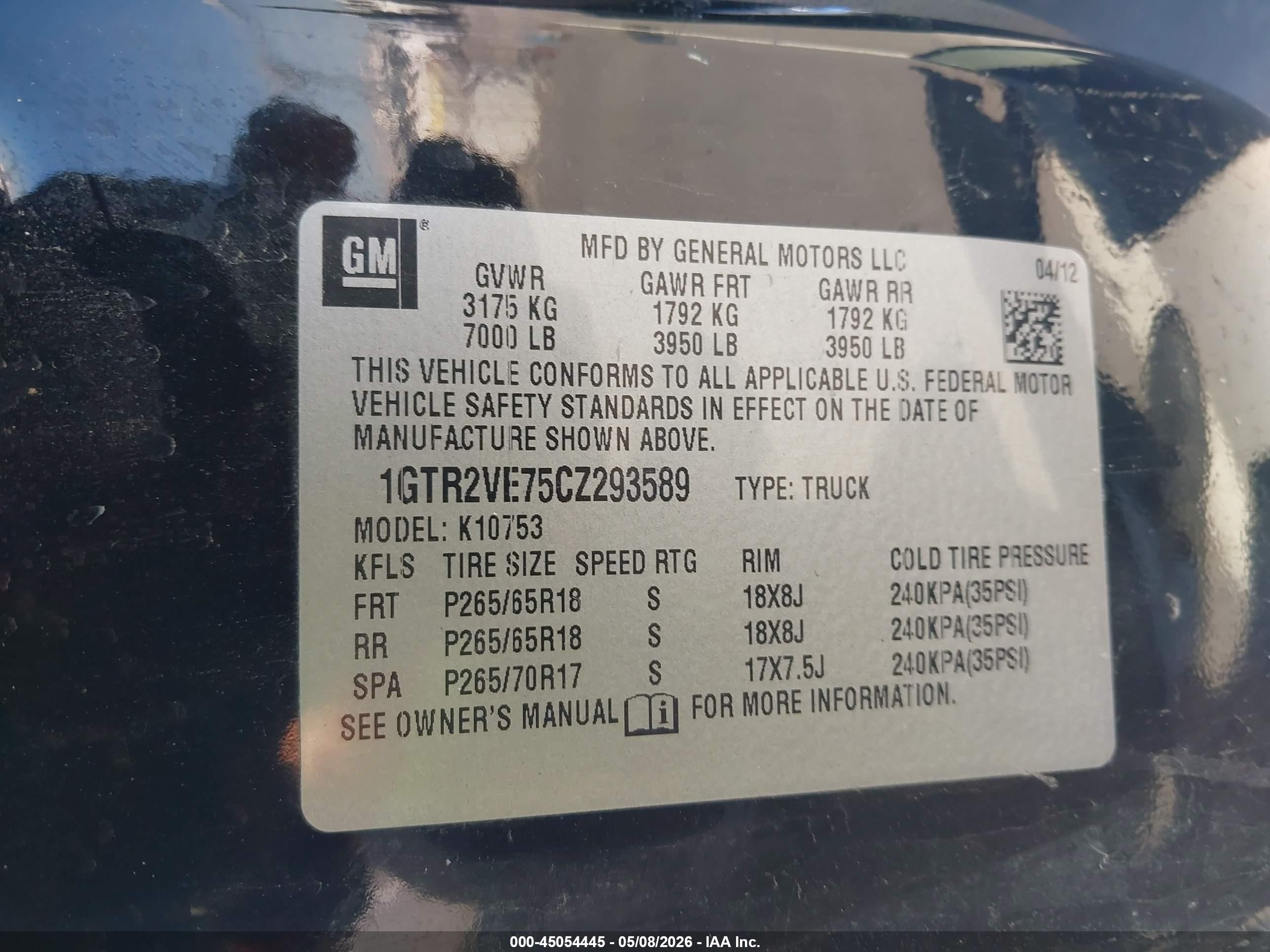 2012 Gmc Sierra 1500 Sle Черный vin: 1GTR2VE75CZ293589