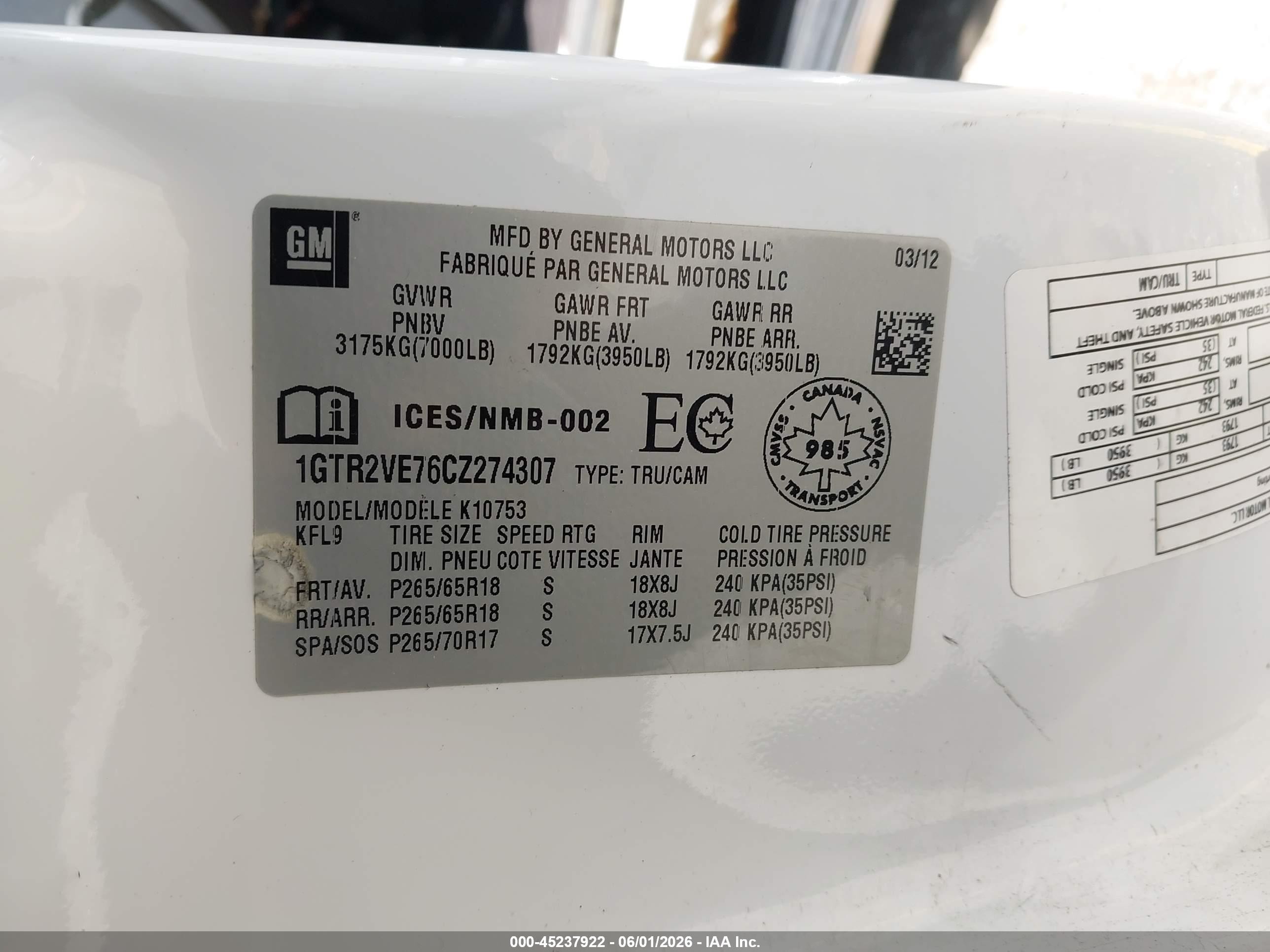2012 Gmc Sierra 1500 Sle Белый vin: 1GTR2VE76CZ274307