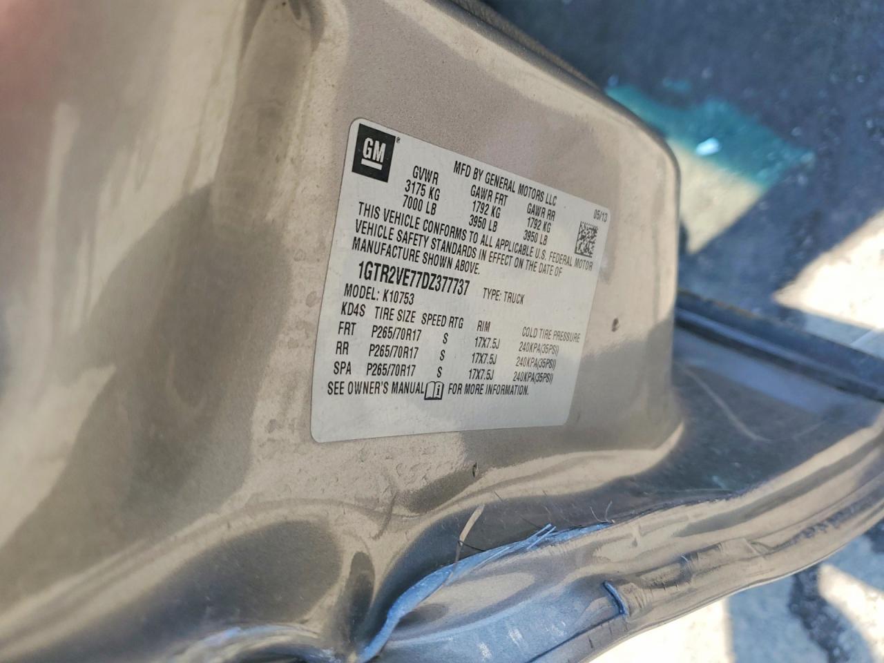 2013 Gmc Sierra K1500 Sle Gray vin: 1GTR2VE77DZ377737