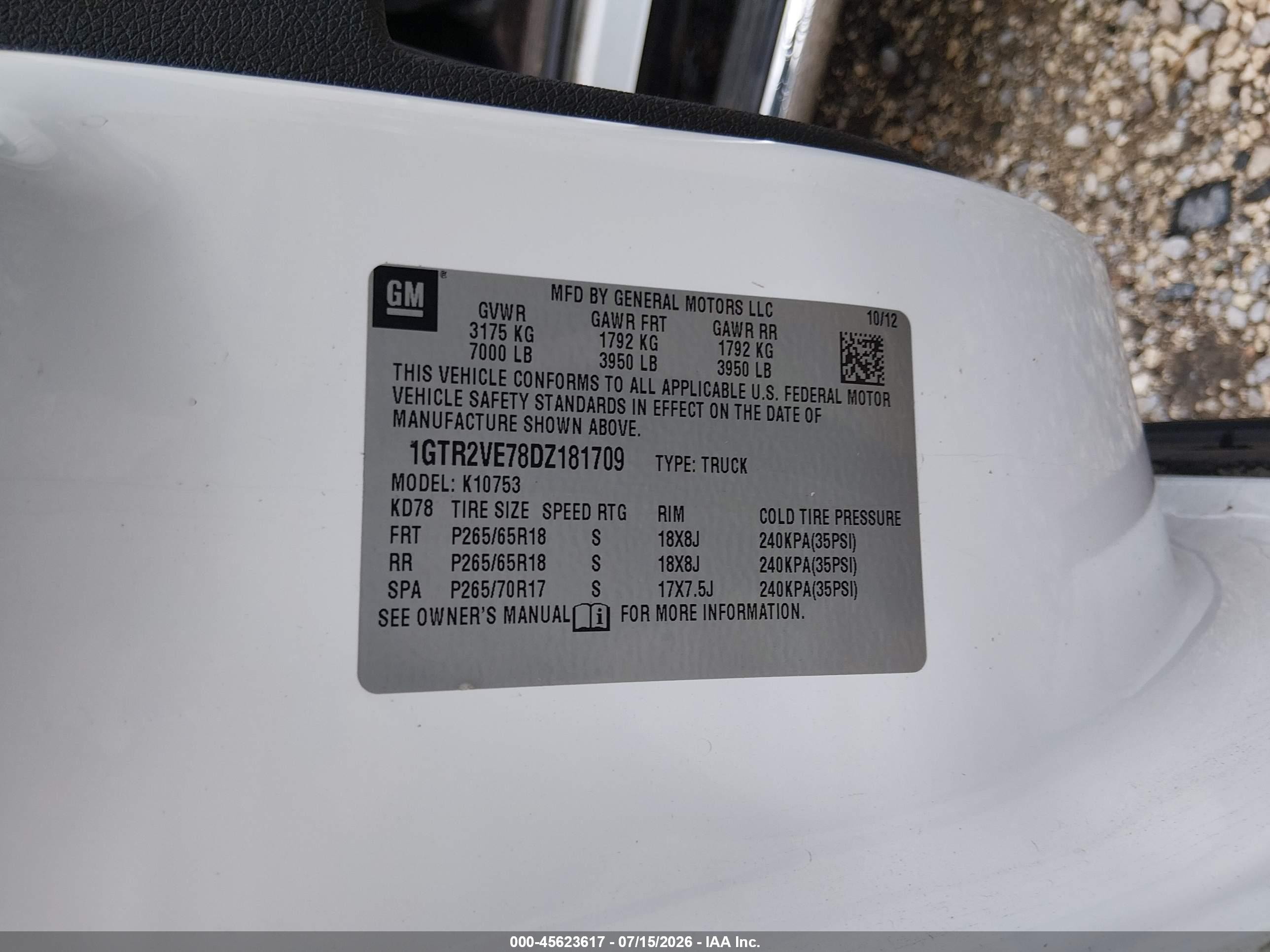 2013 Gmc Sierra 1500 Sle White vin: 1GTR2VE78DZ181709