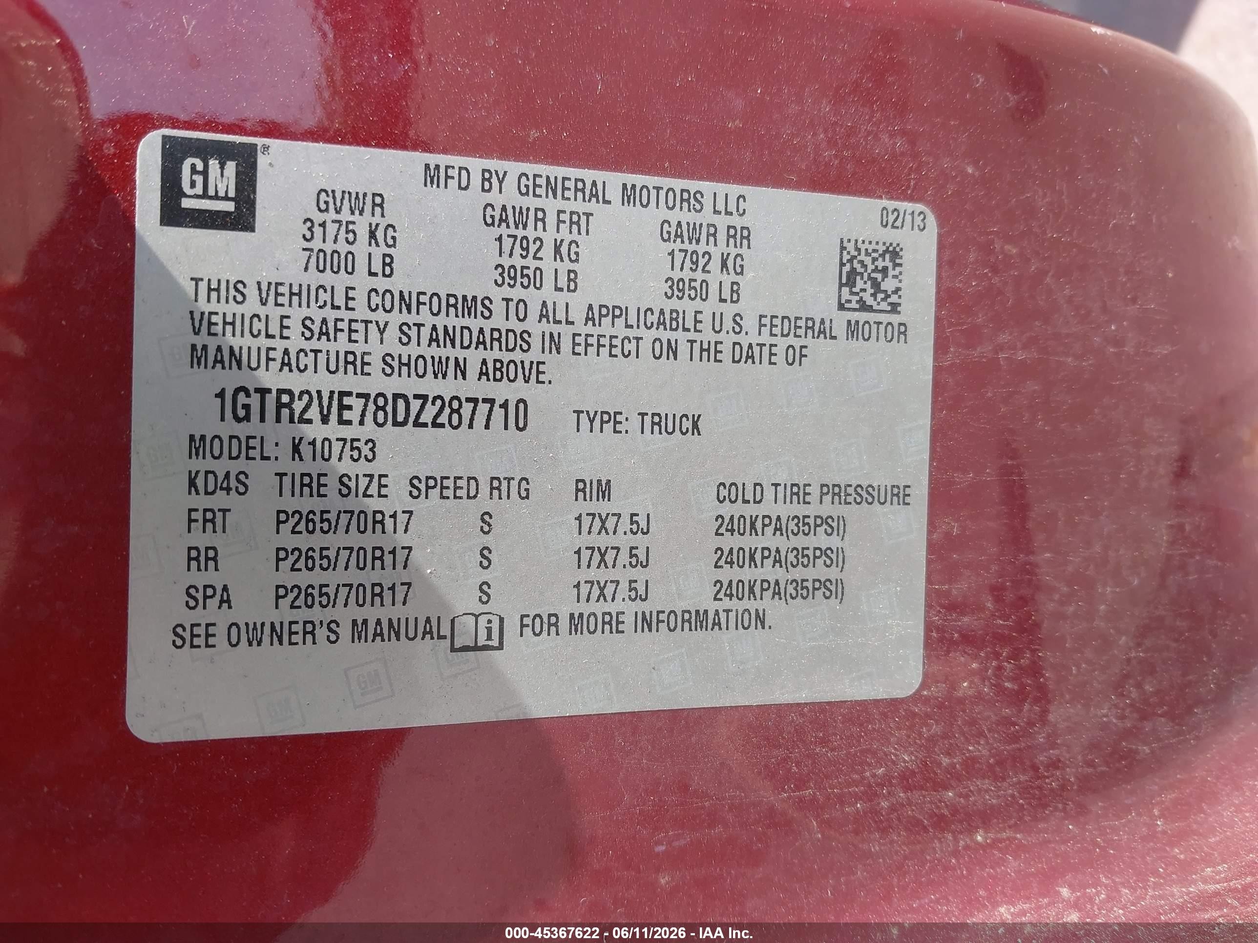 2013 Gmc Sierra 1500 Sle Red vin: 1GTR2VE78DZ287710