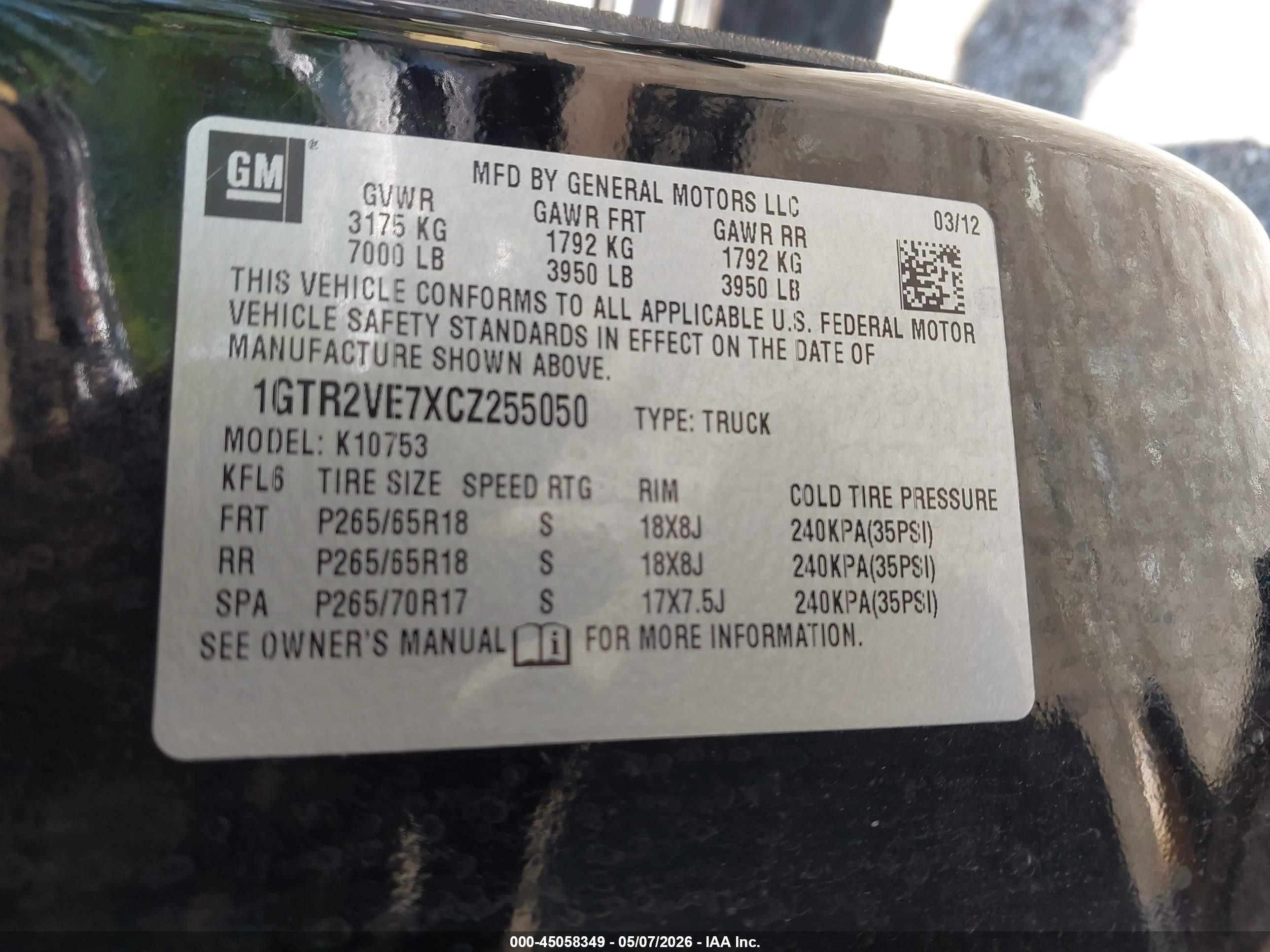 2012 Gmc Sierra 1500 Sle Black vin: 1GTR2VE7XCZ255050