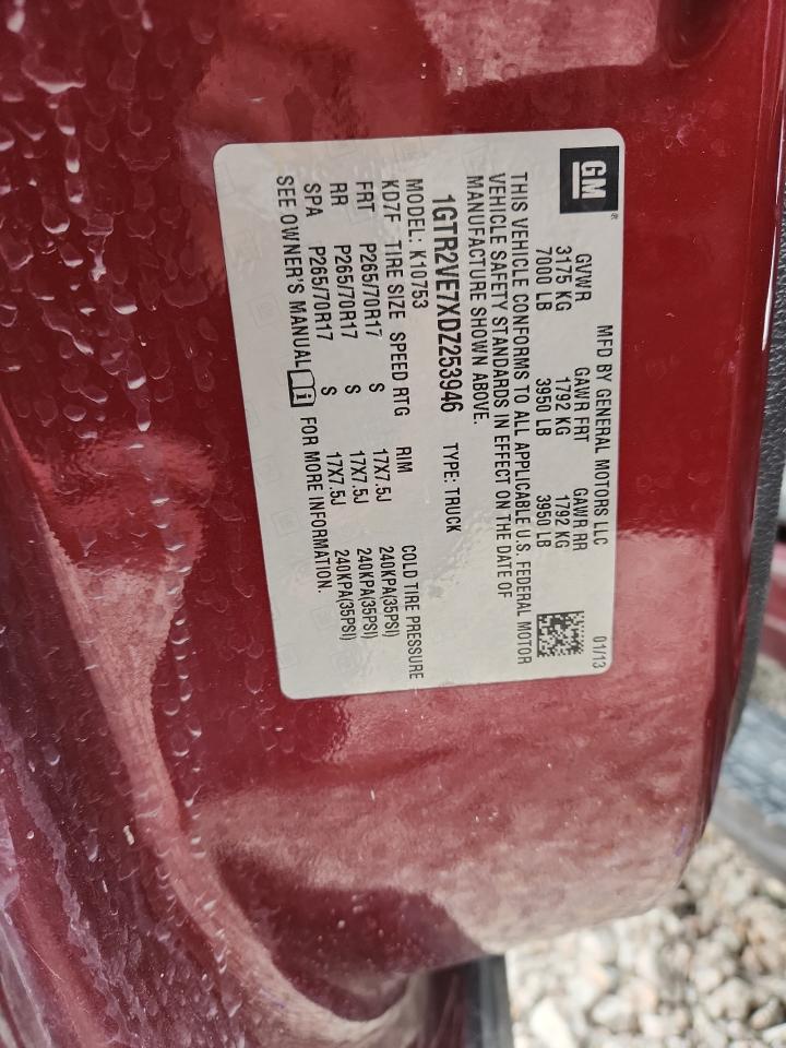 2013 Gmc Sierra K1500 Sle Red vin: 1GTR2VE7XDZ253946