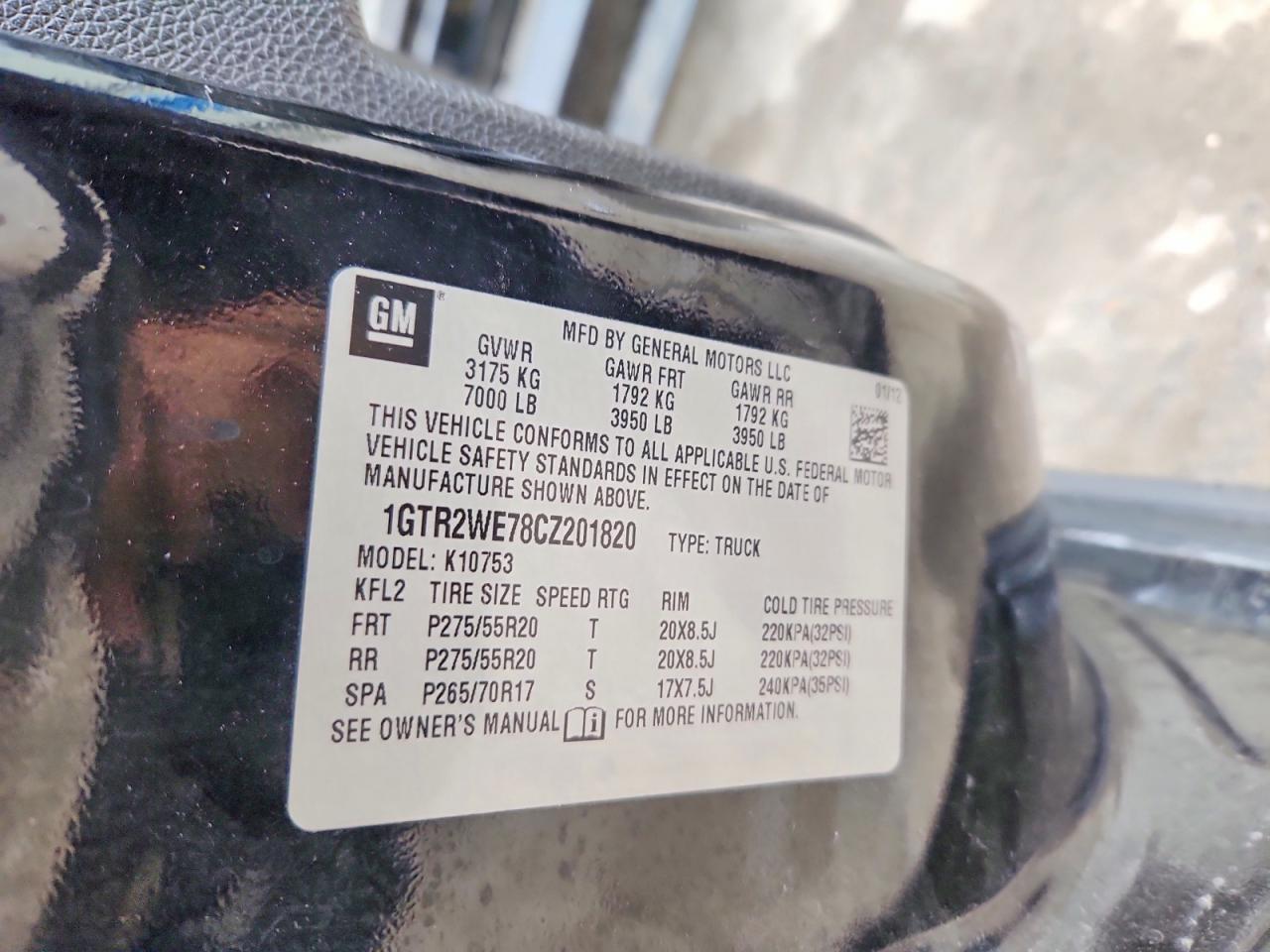 2012 Gmc Sierra K1500 Slt Black vin: 1GTR2WE78CZ201820