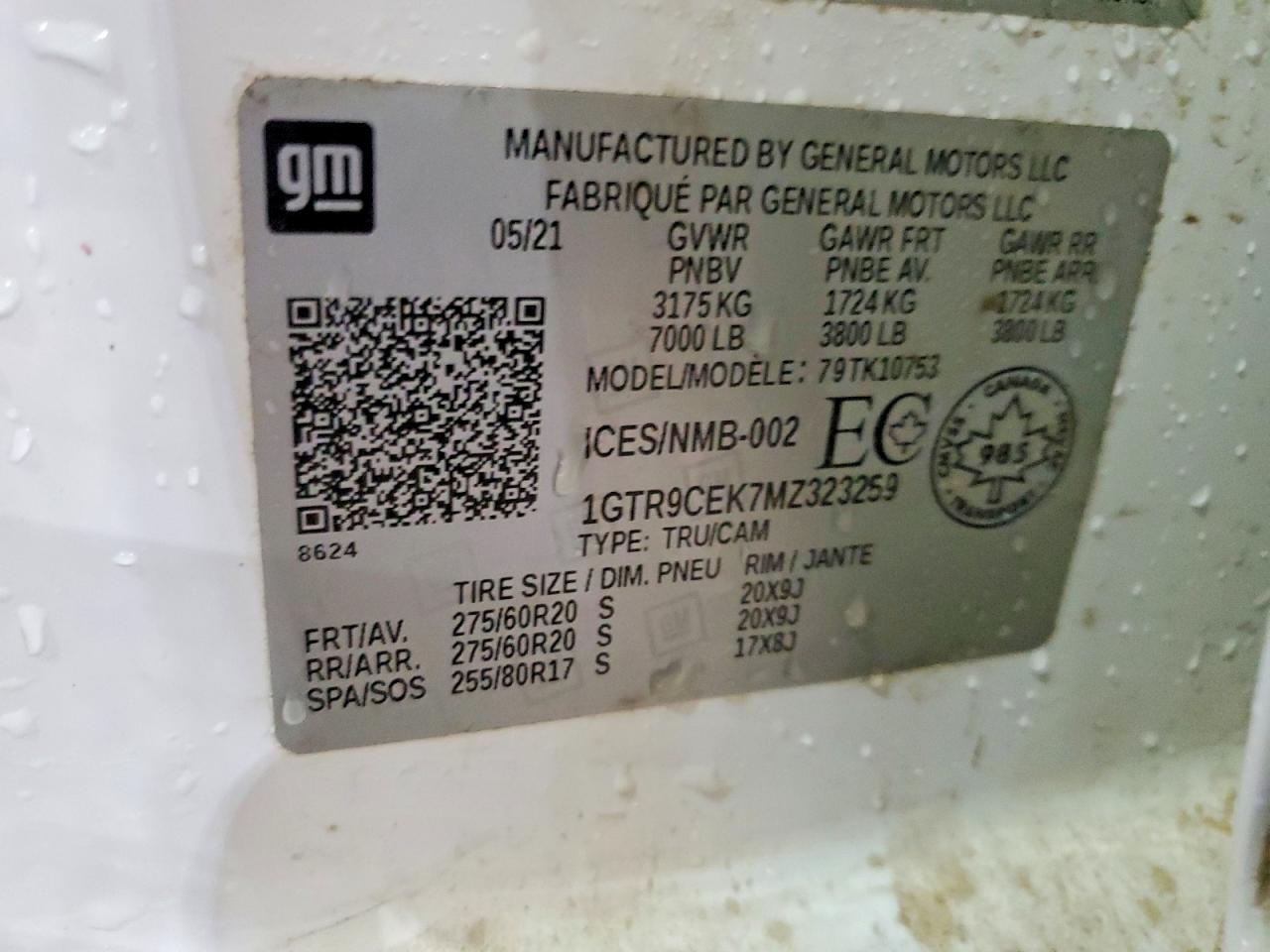 2021 Gmc Sierra K1500 Elevation White vin: 1GTR9CEK7MZ323259