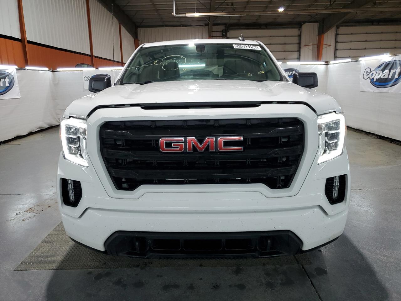 2021 Gmc Sierra K1500 Elevation White vin: 1GTR9CEK7MZ323259 Damage: Front Bumper, Chipped, 3