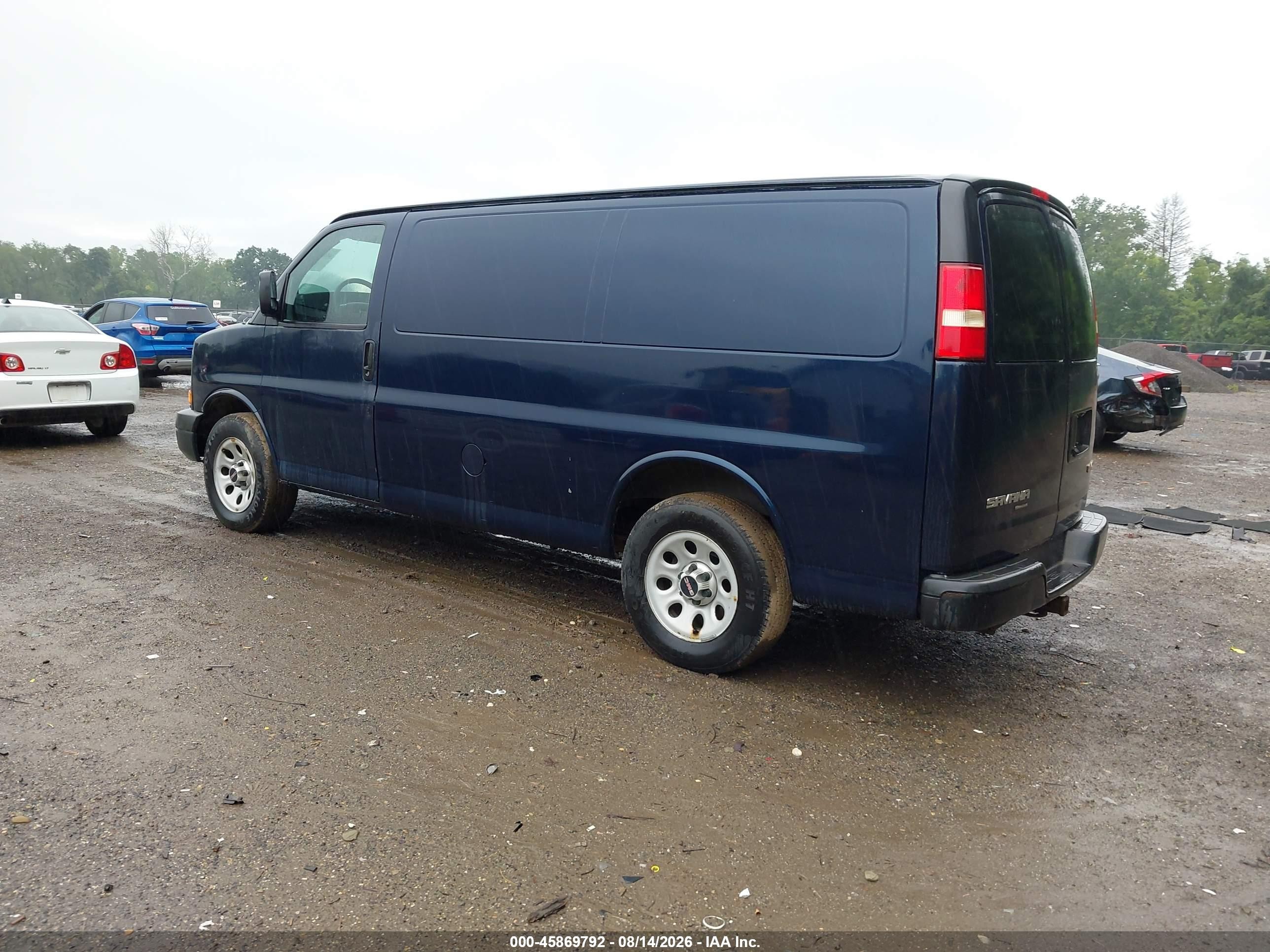 2014 Gmc Savana 1500 Work Van Light Blue vin: 1GTS7AFX9E1151192