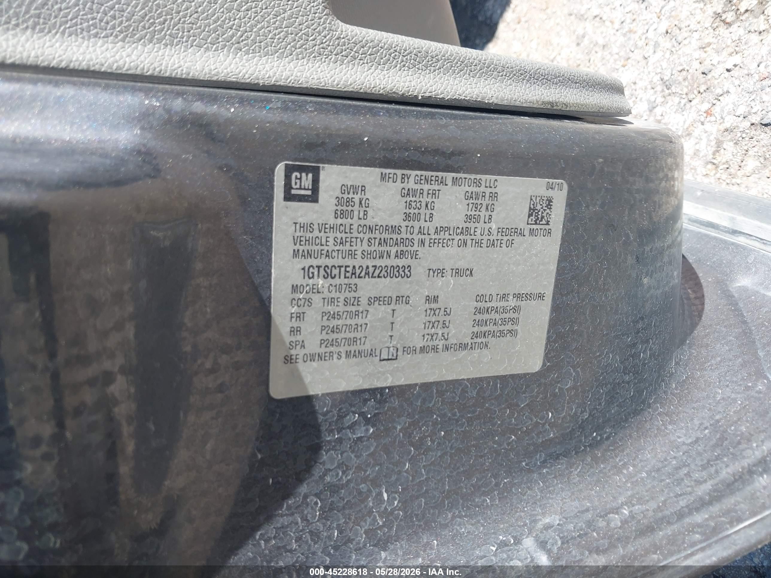 2010 Gmc Sierra 1500 Work Truck Gray vin: 1GTSCTEA2AZ230333