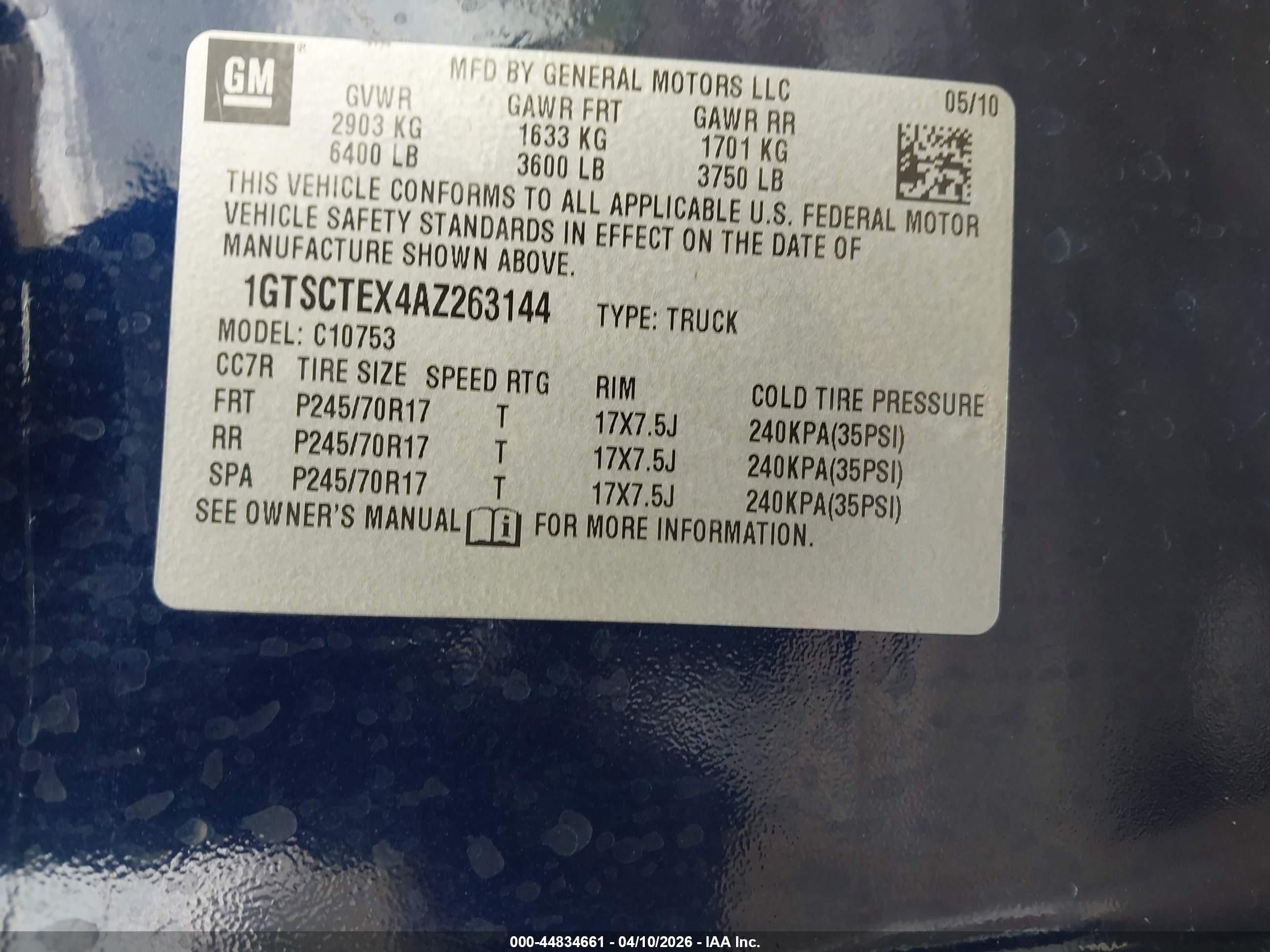 2010 Gmc Sierra 1500 Work Truck Blue vin: 1GTSCTEX4AZ263144