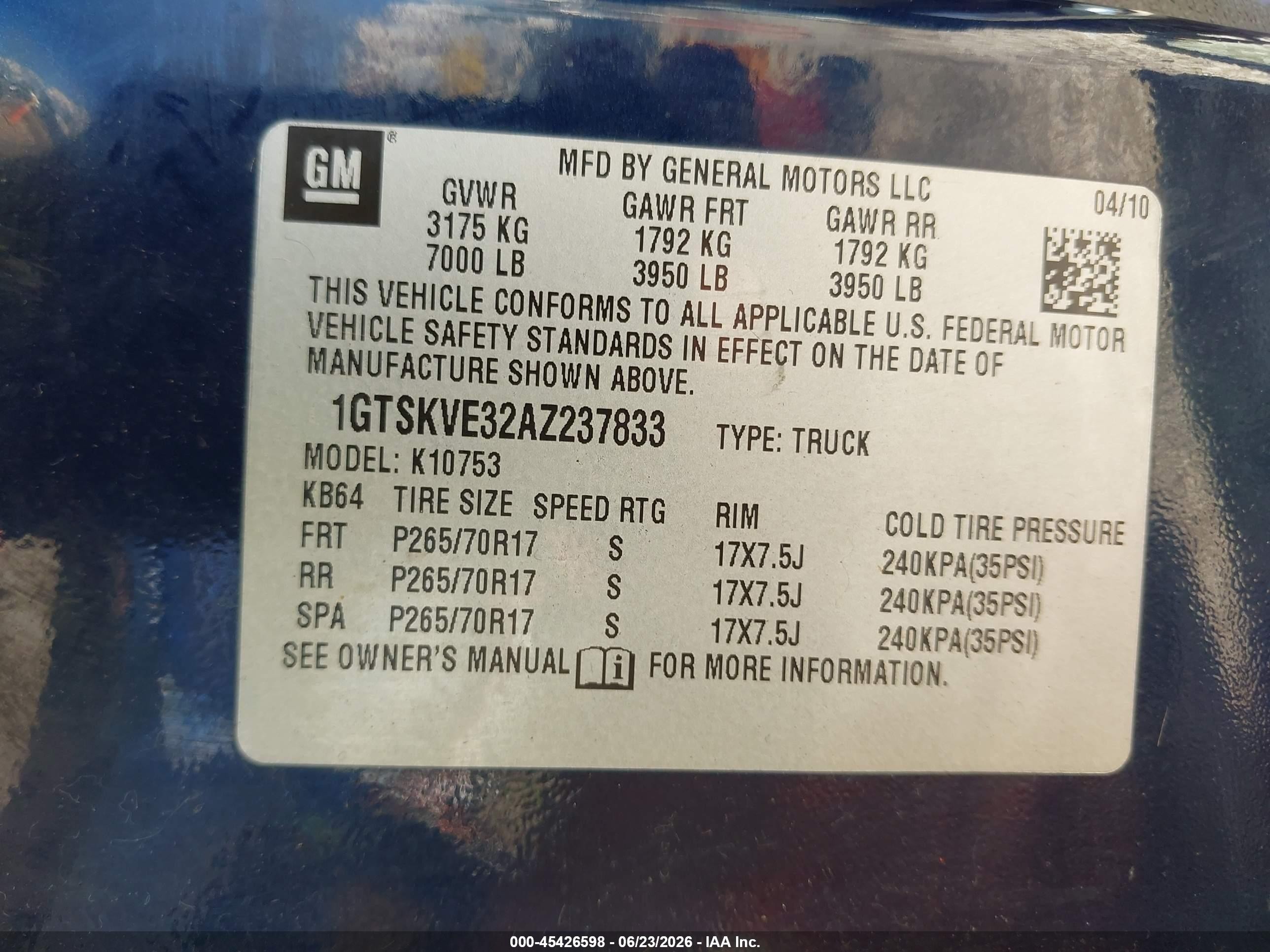 2010 Gmc Sierra 1500 Sle Dark Blue vin: 1GTSKVE32AZ237833