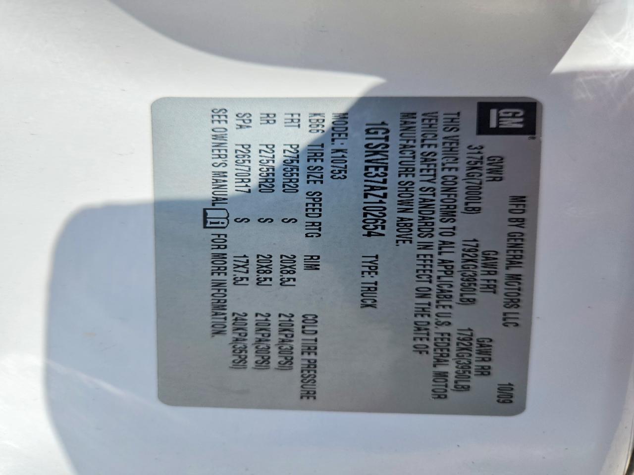 2010 Gmc Sierra K1500 Sle White vin: 1GTSKVE37AZ102654