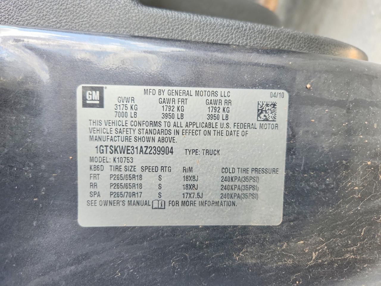 2010 Gmc Sierra K1500 Slt Gray vin: 1GTSKWE31AZ239904