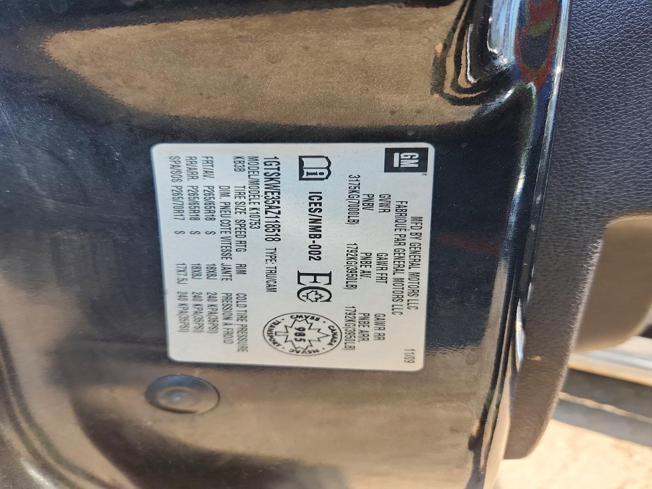 2010 Gmc Sierra K1500 Slt Black vin: 1GTSKWE35AZ118518