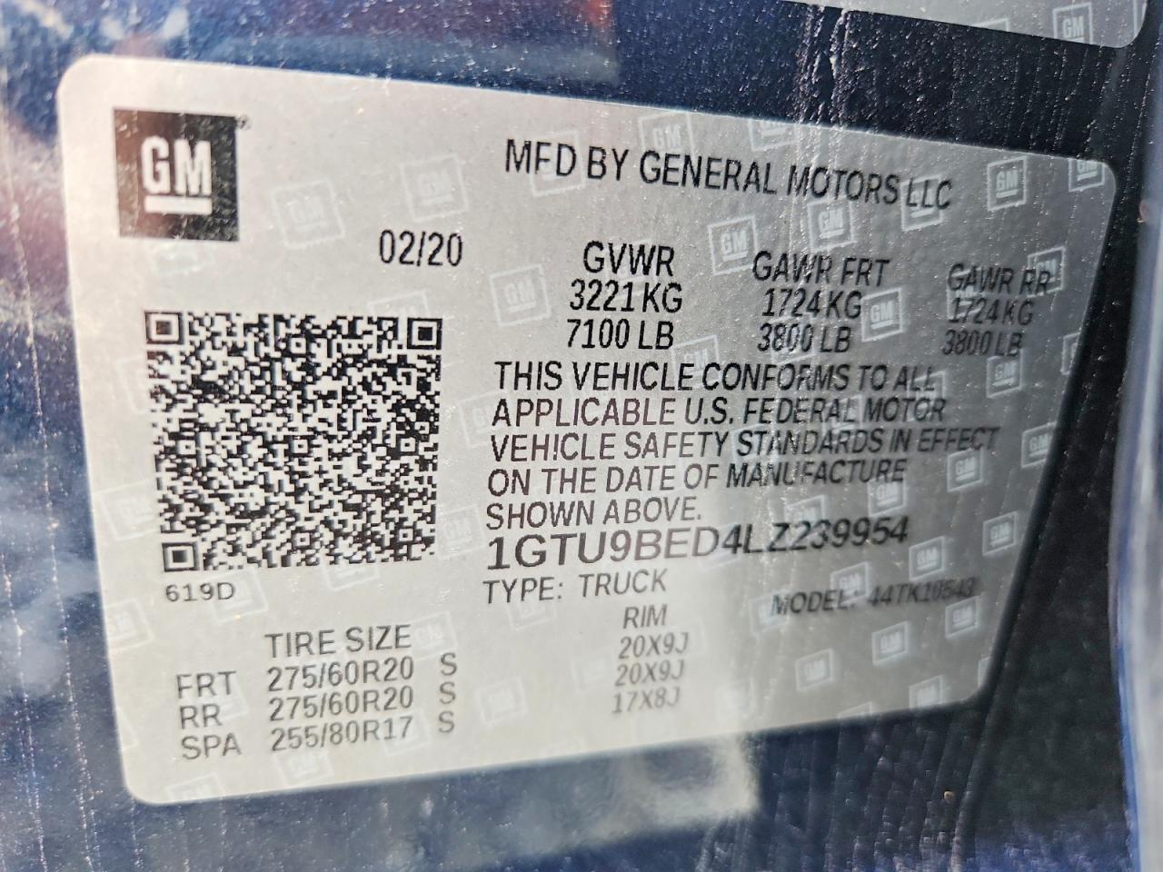 2020 Gmc Sierra K1500 Sle Blue vin: 1GTU9BED4LZ239954