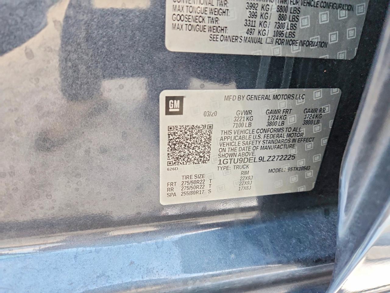 2020 Gmc Sierra K1500 Slt Gray vin: 1GTU9DEL9LZ272225