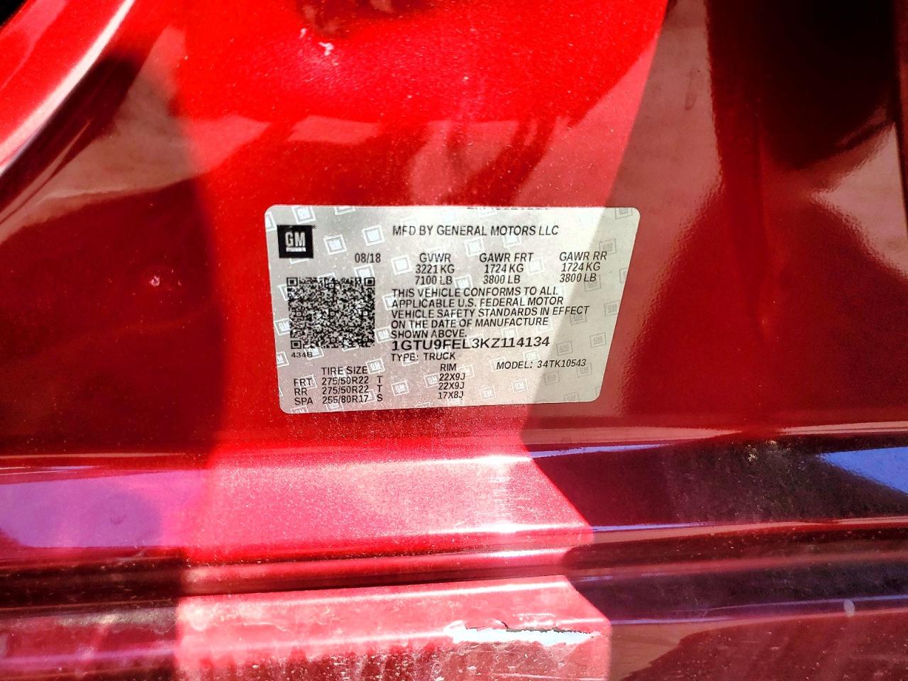 2019 Gmc Sierra K1500 Denali Red vin: 1GTU9FEL3KZ114134