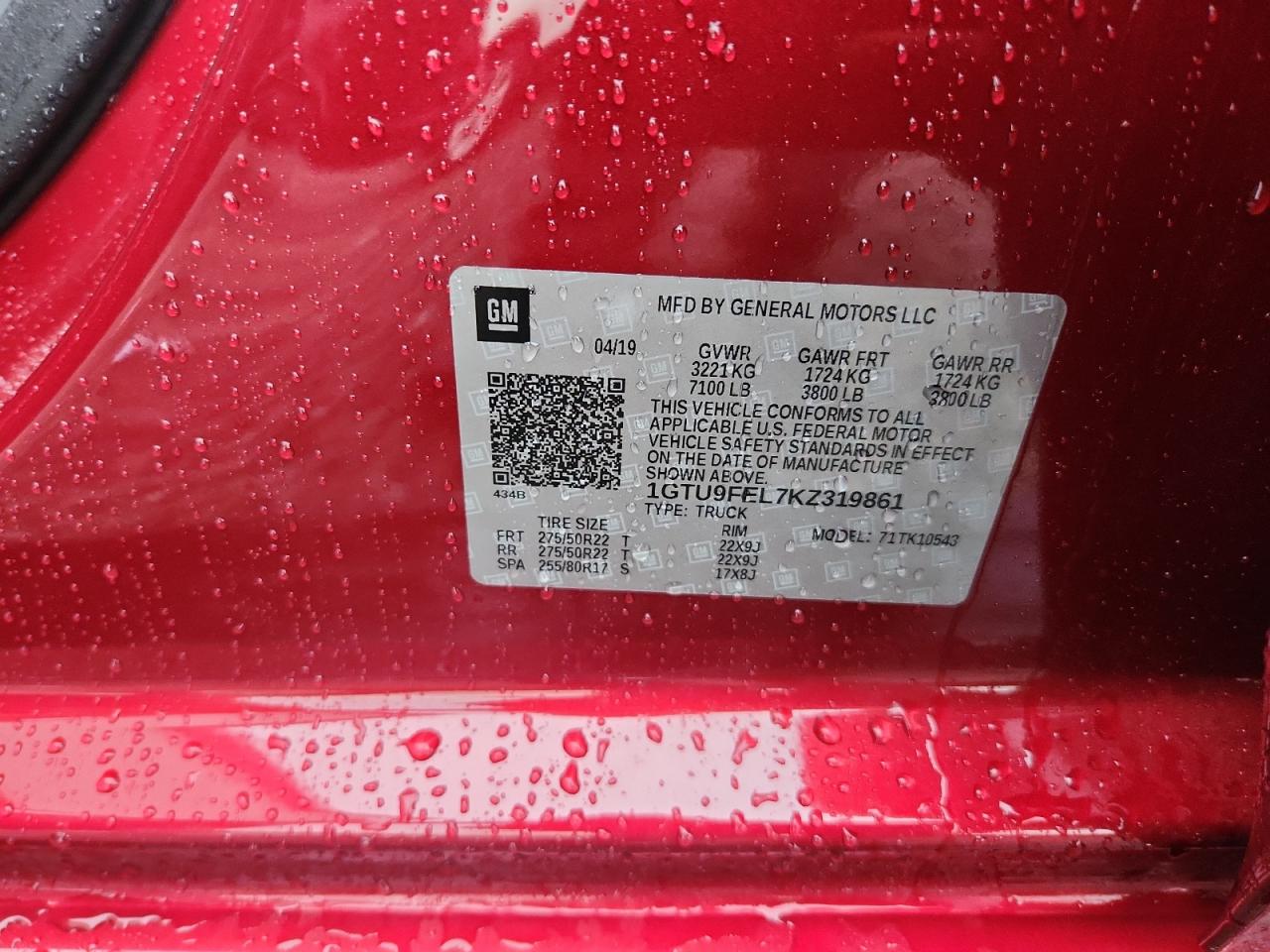 2019 Gmc Sierra K1500 Denali Red vin: 1GTU9FEL7KZ319861