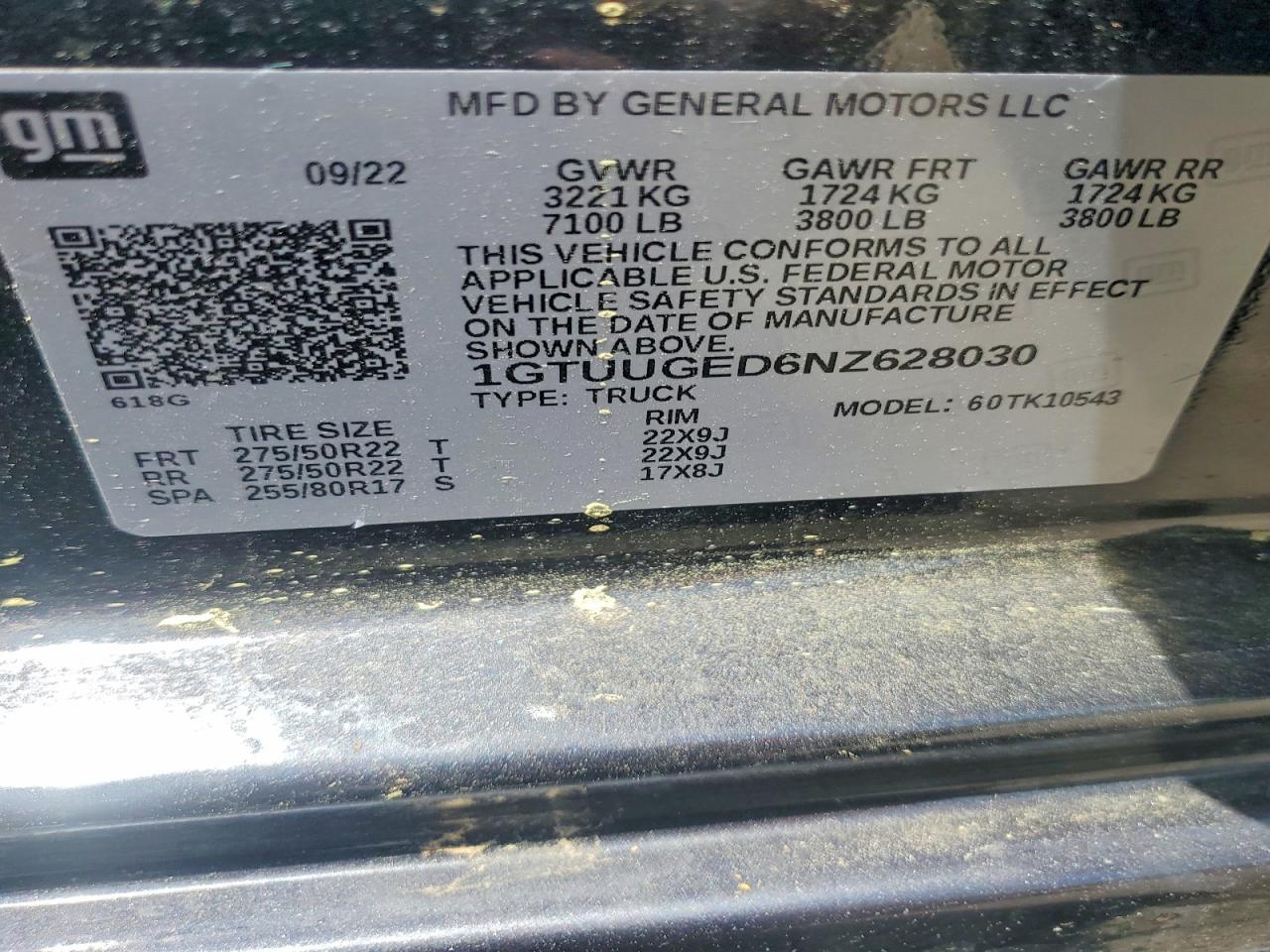 2022 Gmc Sierra K1500 Denali Black vin: 1GTUUGED6NZ628030
