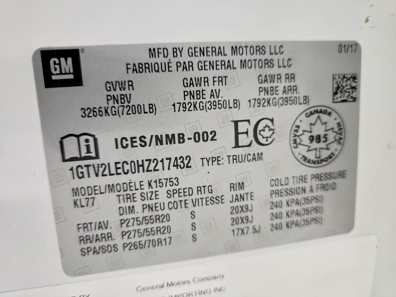 2017 Gmc Sierra K1500 White vin: 1GTV2LEC0HZ217432