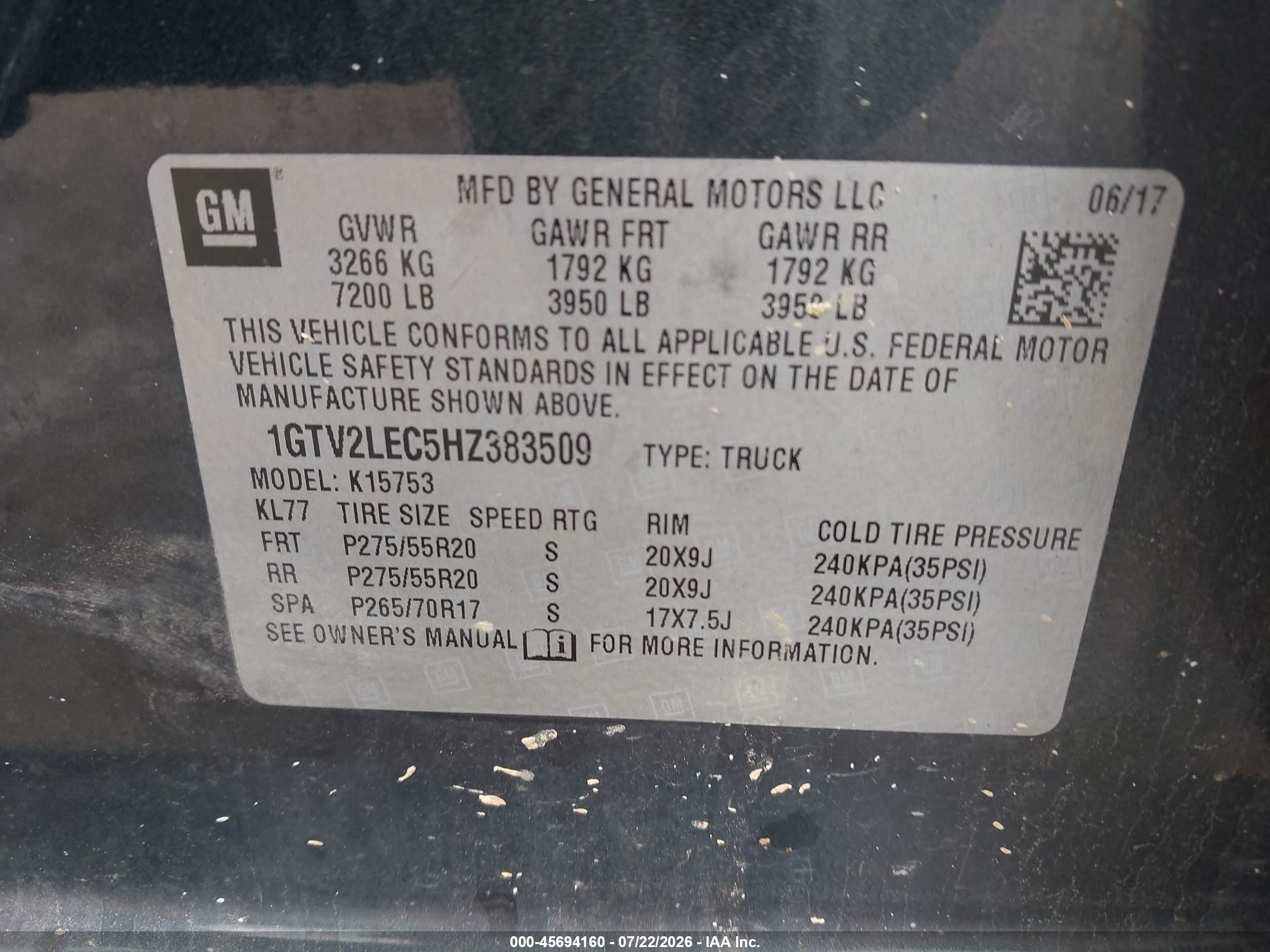 2017 Gmc Sierra 1500 Gray vin: 1GTV2LEC5HZ383509