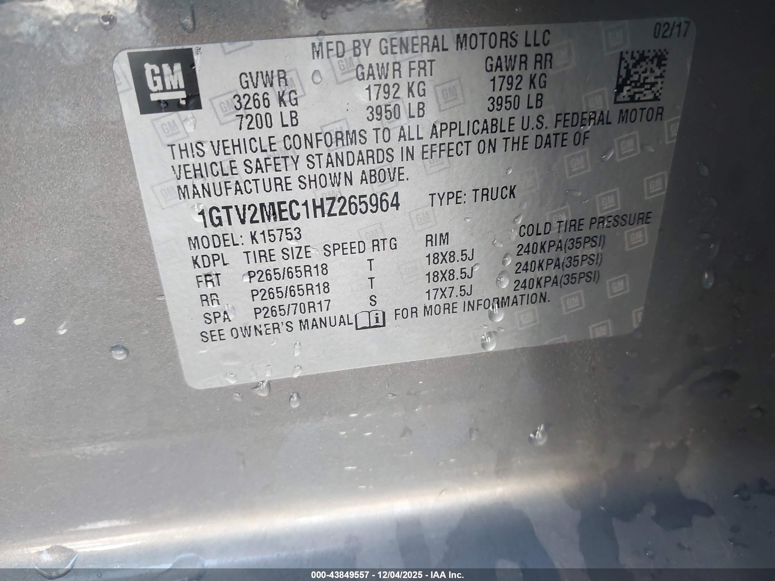 2017 Gmc Sierra 1500 Sle Серебряный vin: 1GTV2MEC1HZ265964