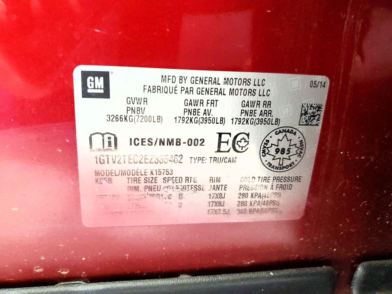 2014 Gmc Sierra K1500 Бордовый vin: 1GTV2TEC2EZ335462