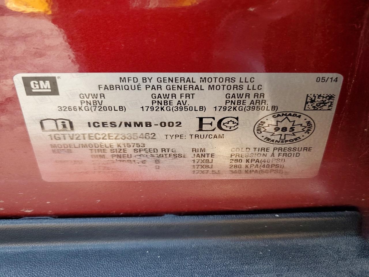 2014 Gmc Sierra K1500 Красный vin: 1GTV2TEC2EZ335462