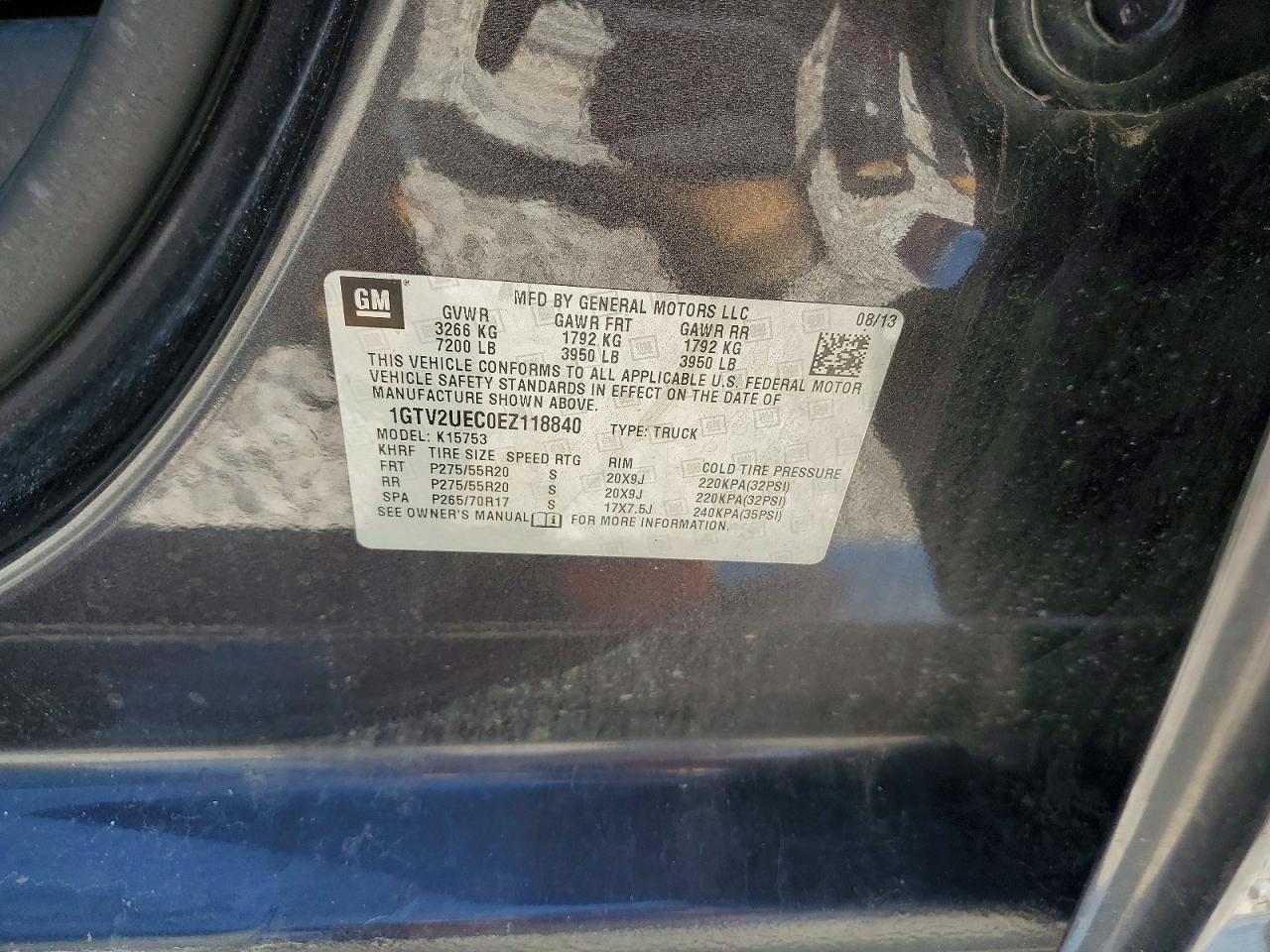 2014 Gmc Sierra K1500 Sle Charcoal vin: 1GTV2UEC0EZ118840