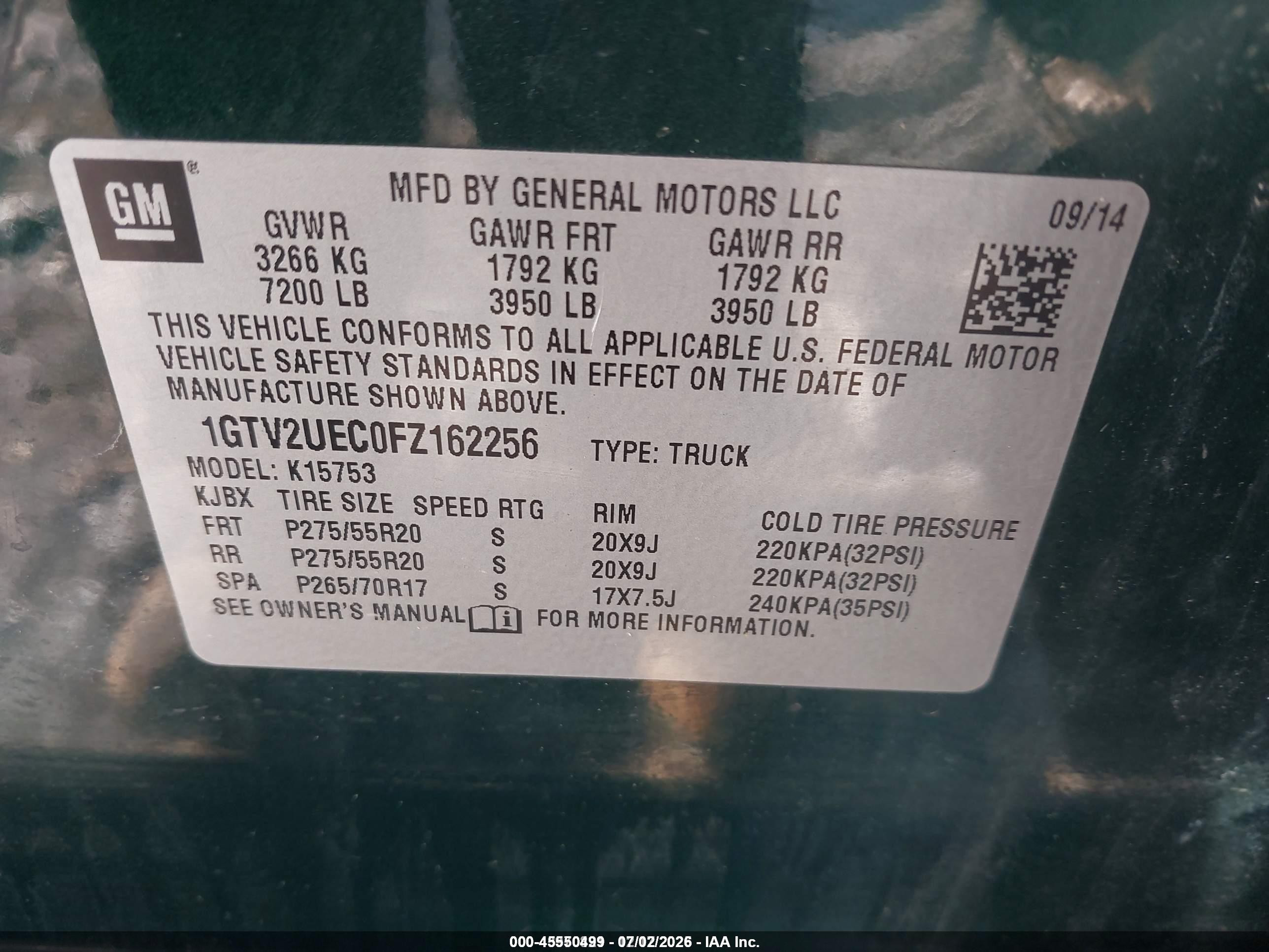 2015 Gmc Sierra 1500 Sle Green vin: 1GTV2UEC0FZ162256