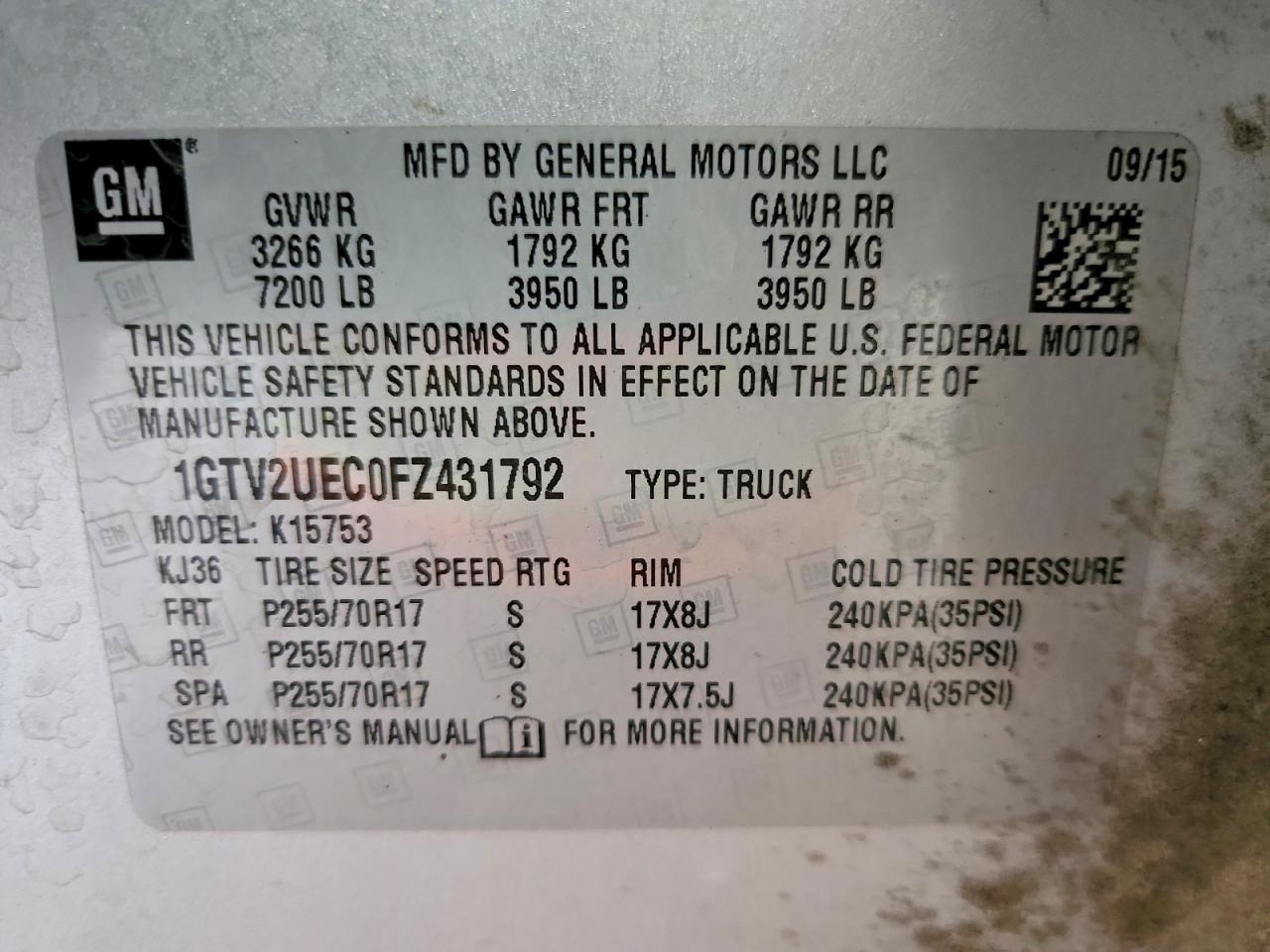 2015 Gmc Sierra K1500 Sle Silver vin: 1GTV2UEC0FZ431792