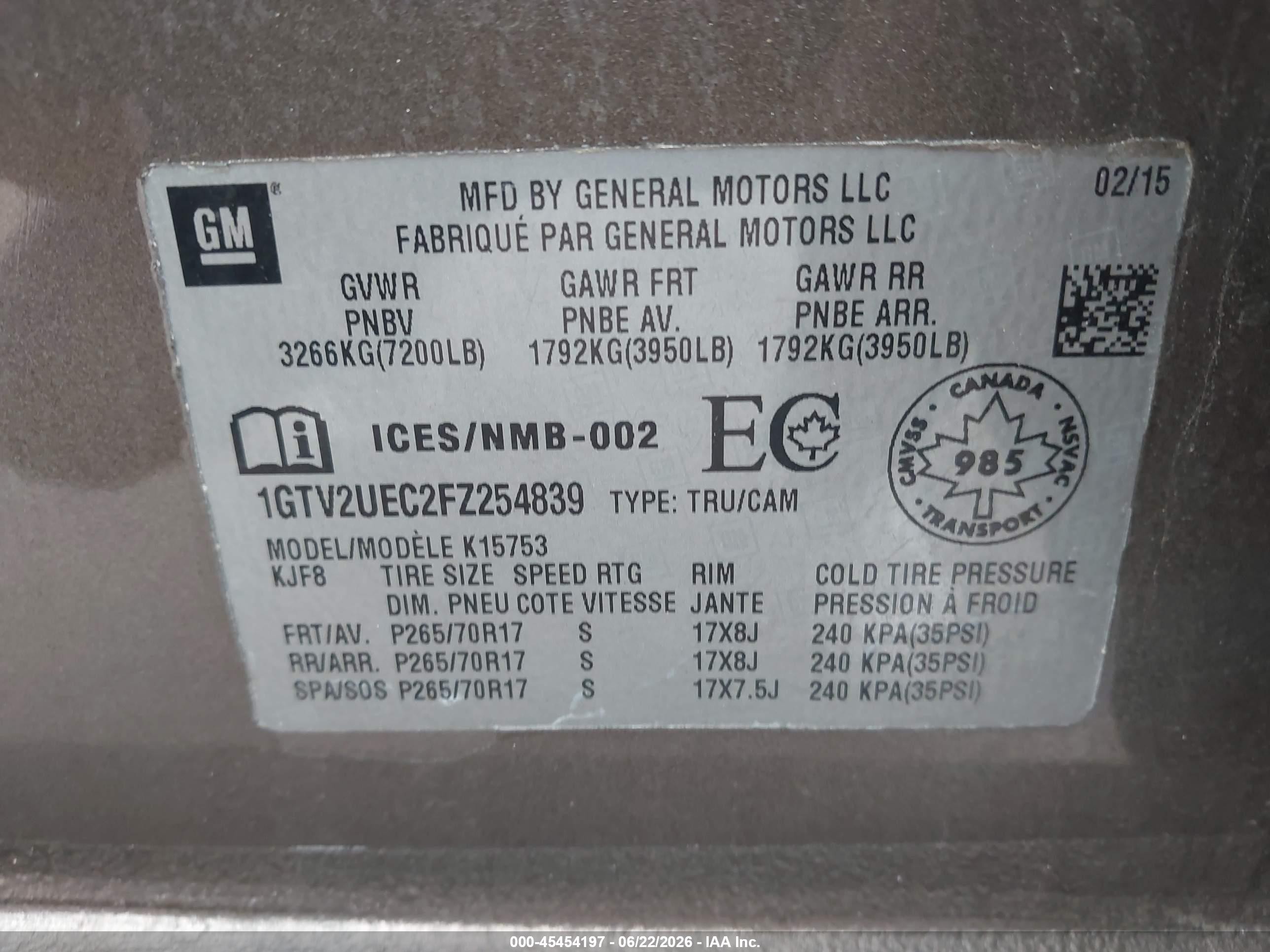 2015 Gmc Sierra 1500 Sle Dark Brown vin: 1GTV2UEC2FZ254839