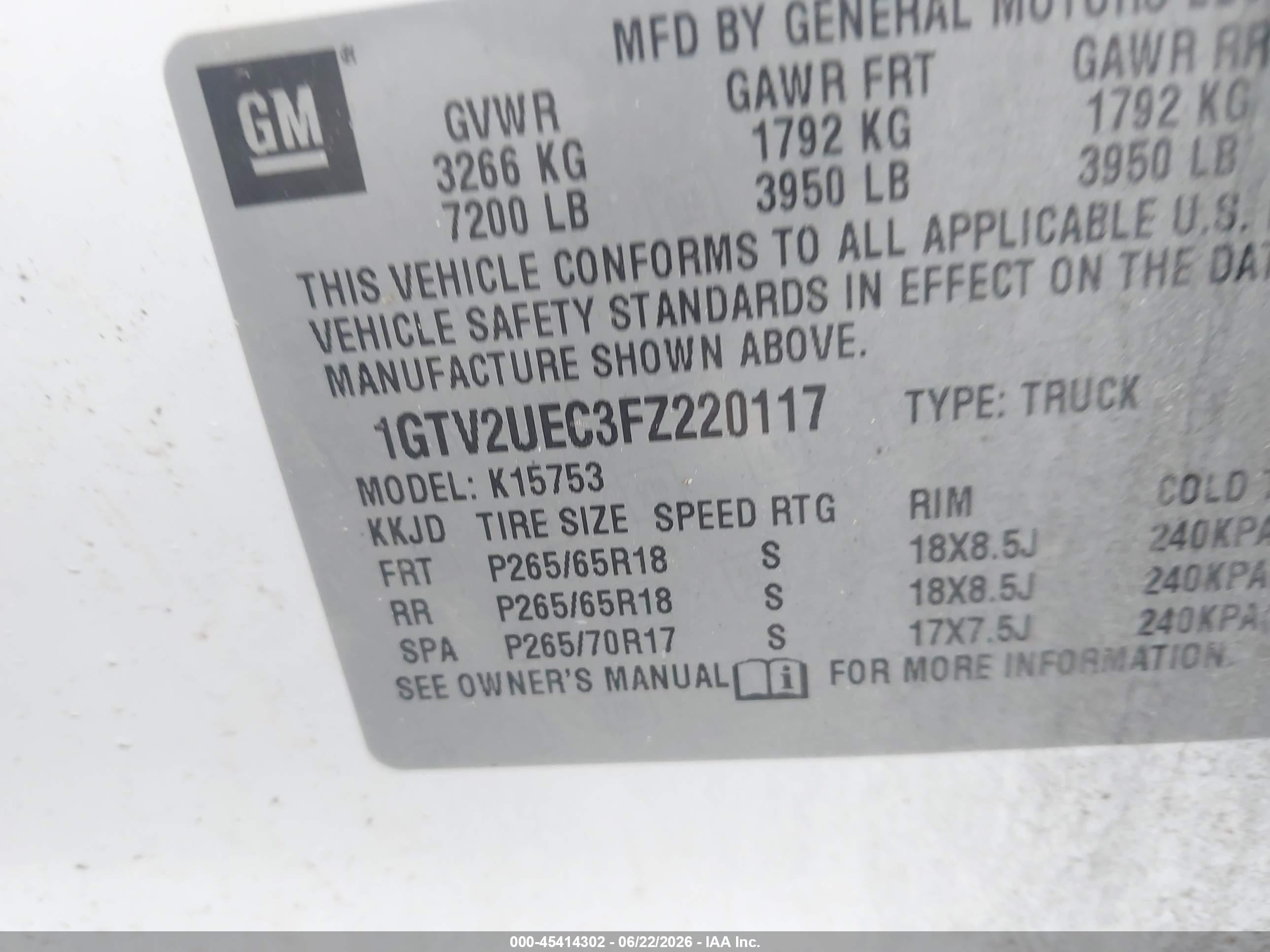 2015 Gmc Sierra 1500 Sle White vin: 1GTV2UEC3FZ220117