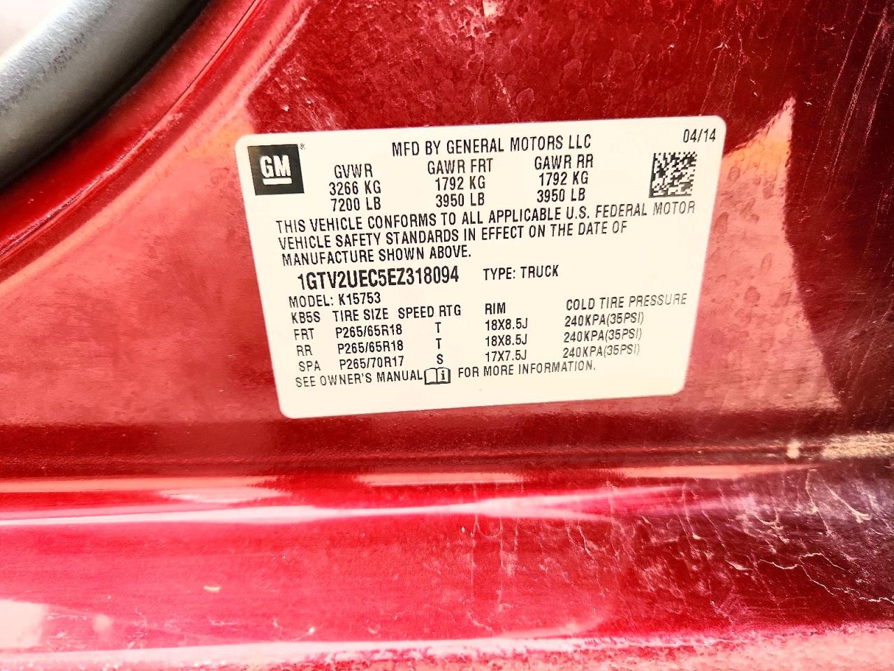 2014 Gmc Sierra Burgundy vin: 1GTV2UEC5EZ318094