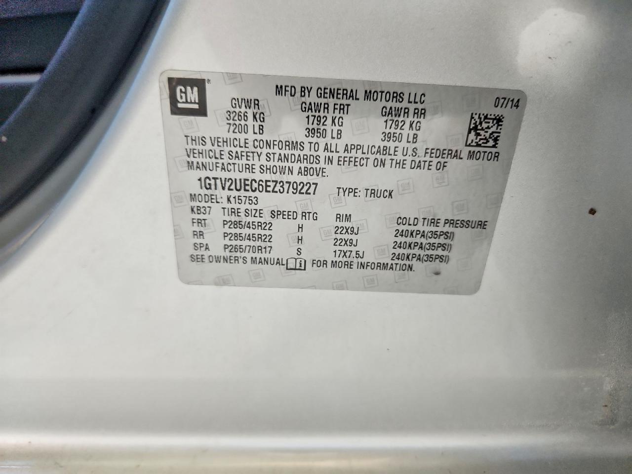 2014 Gmc Sierra K1500 Sle Silver vin: 1GTV2UEC6EZ379227