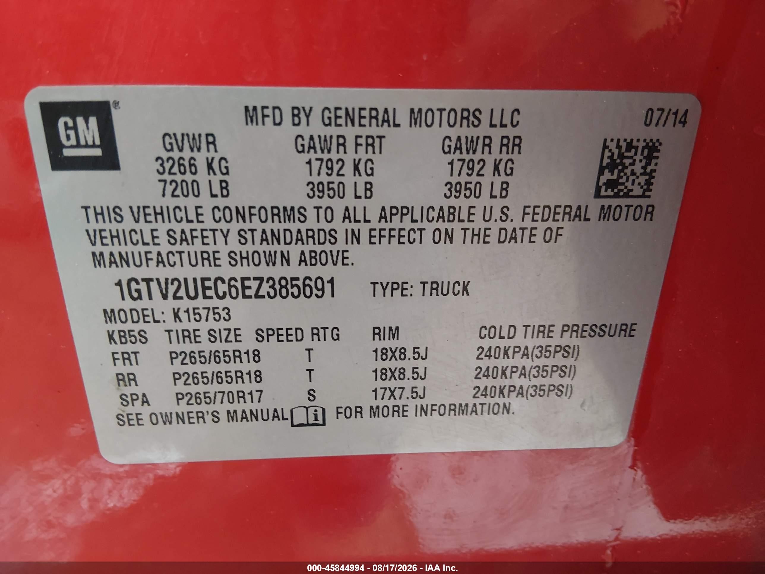2014 Gmc Sierra 1500 Sle Красный vin: 1GTV2UEC6EZ385691