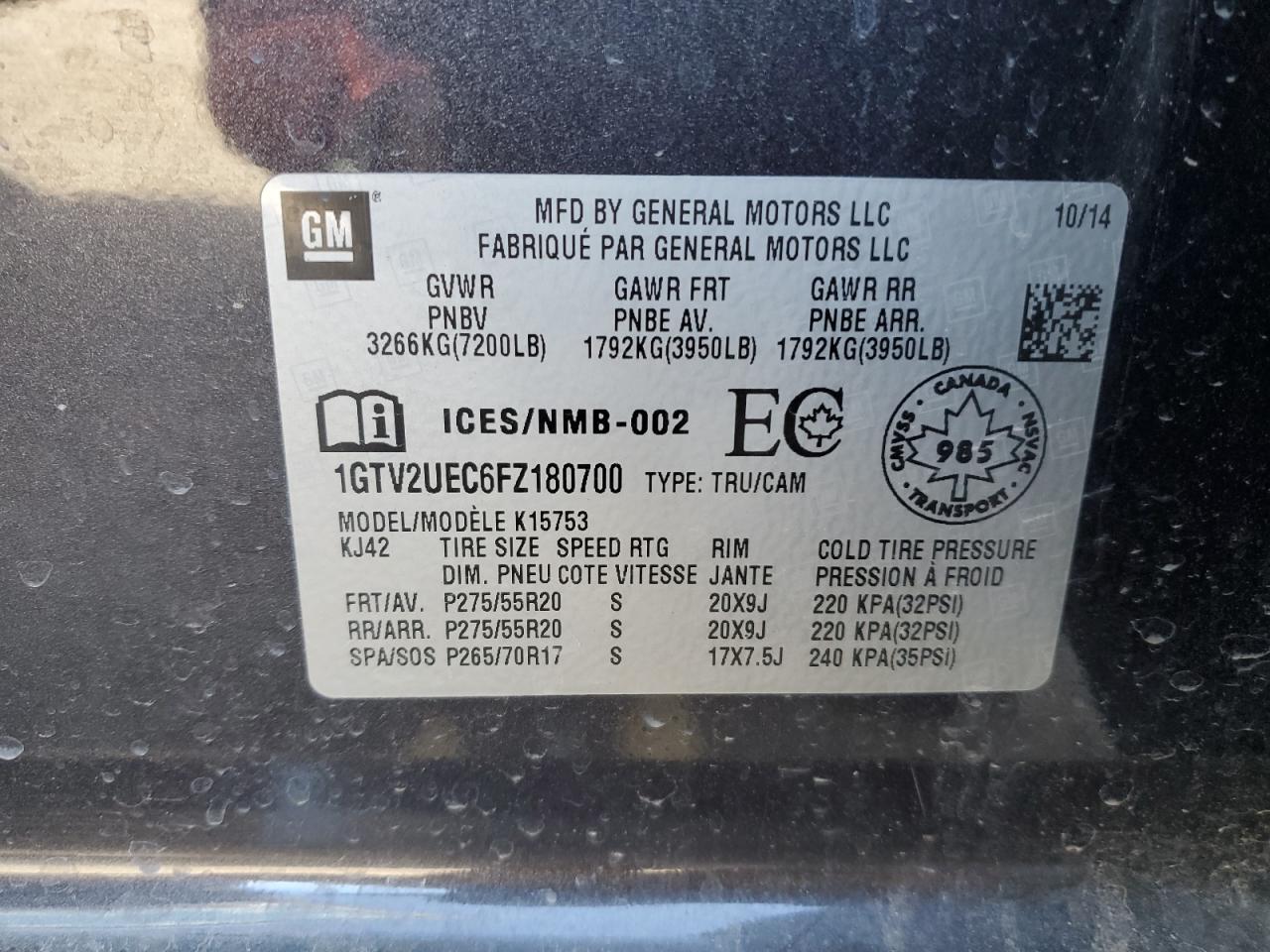 2015 Gmc Sierra K1500 Sle Black vin: 1GTV2UEC6FZ180700