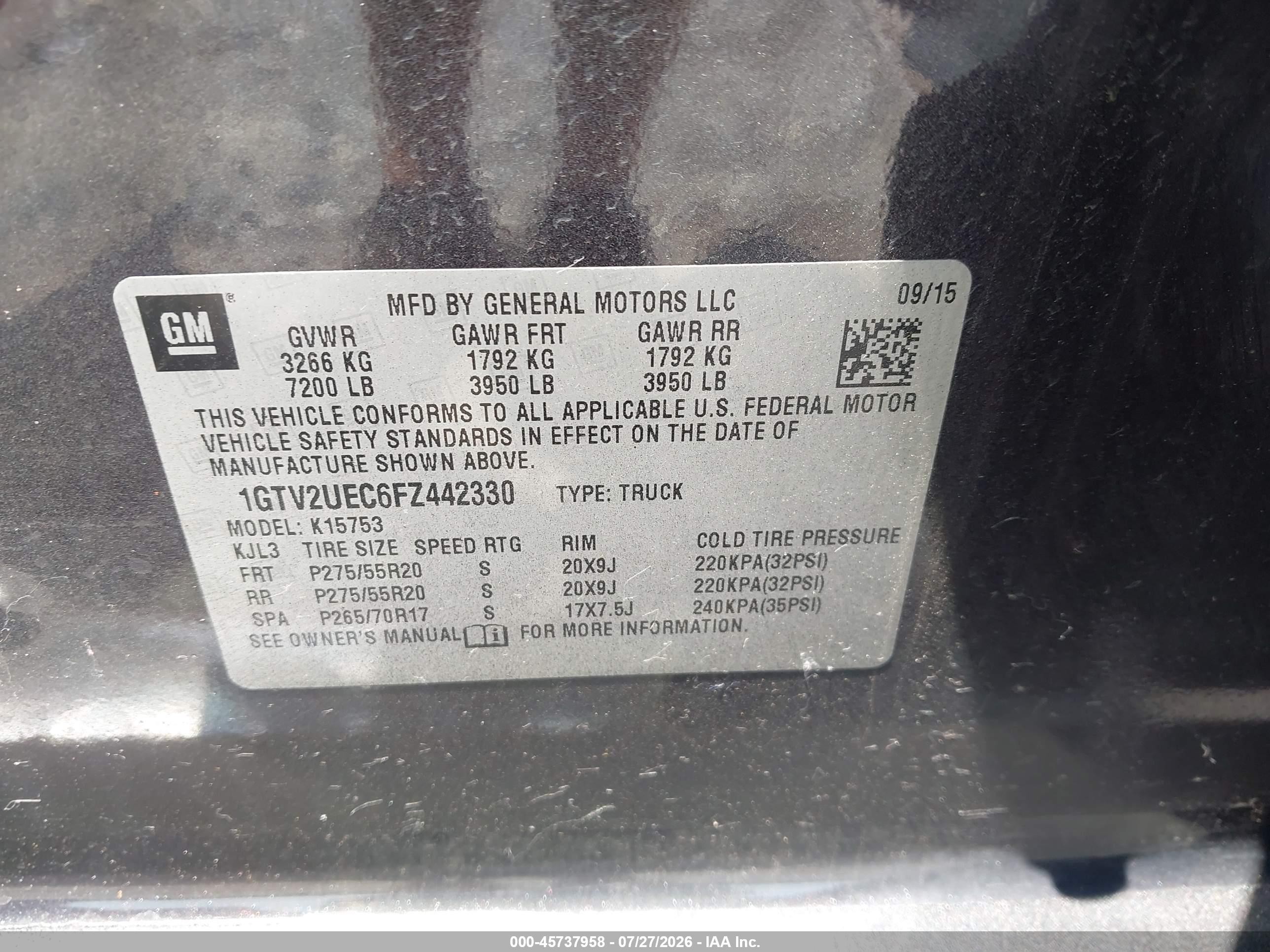 2015 Gmc Sierra 1500 Sle Black vin: 1GTV2UEC6FZ442330