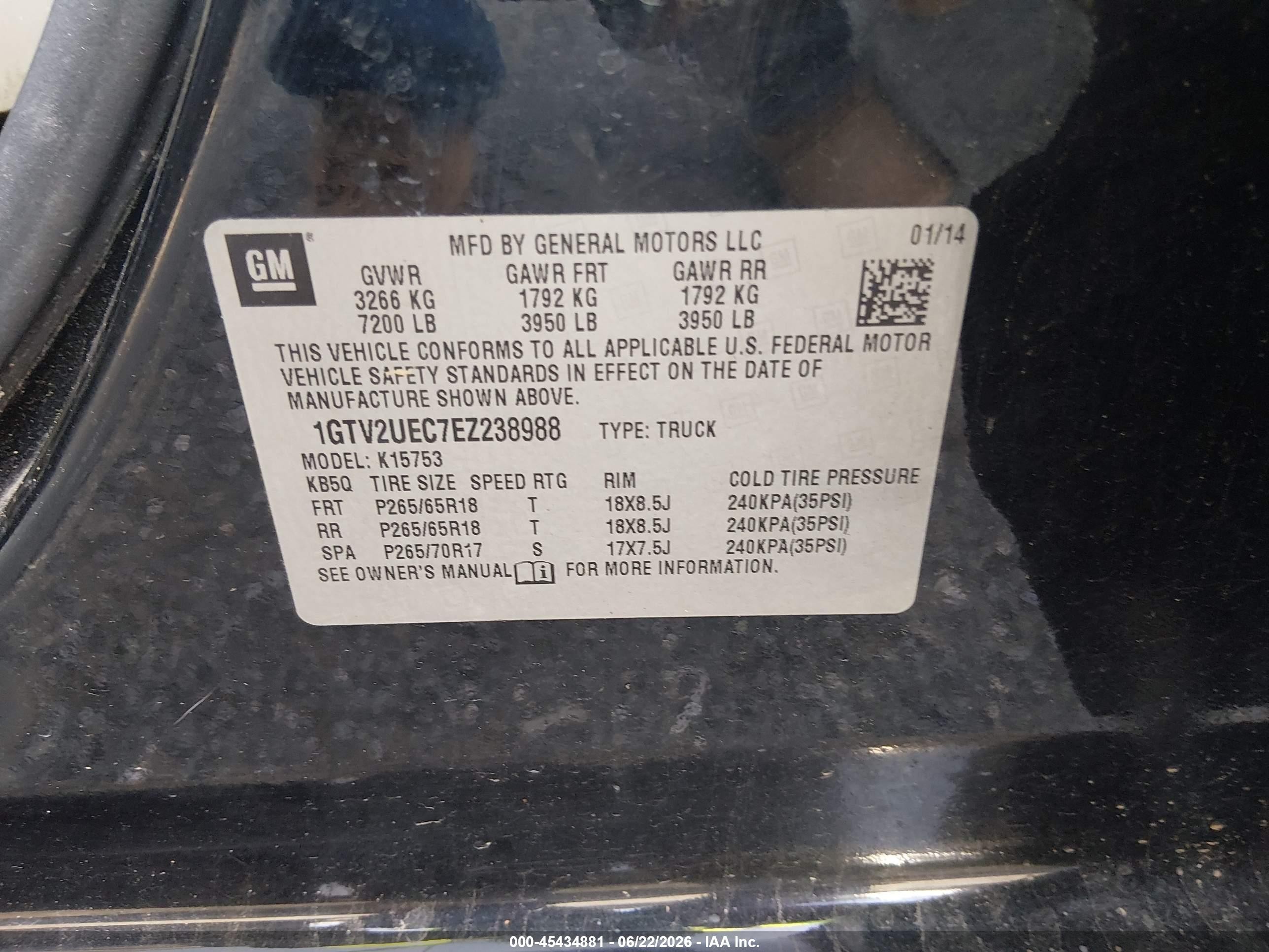 2014 Gmc Sierra 1500 Sle Black vin: 1GTV2UEC7EZ238988