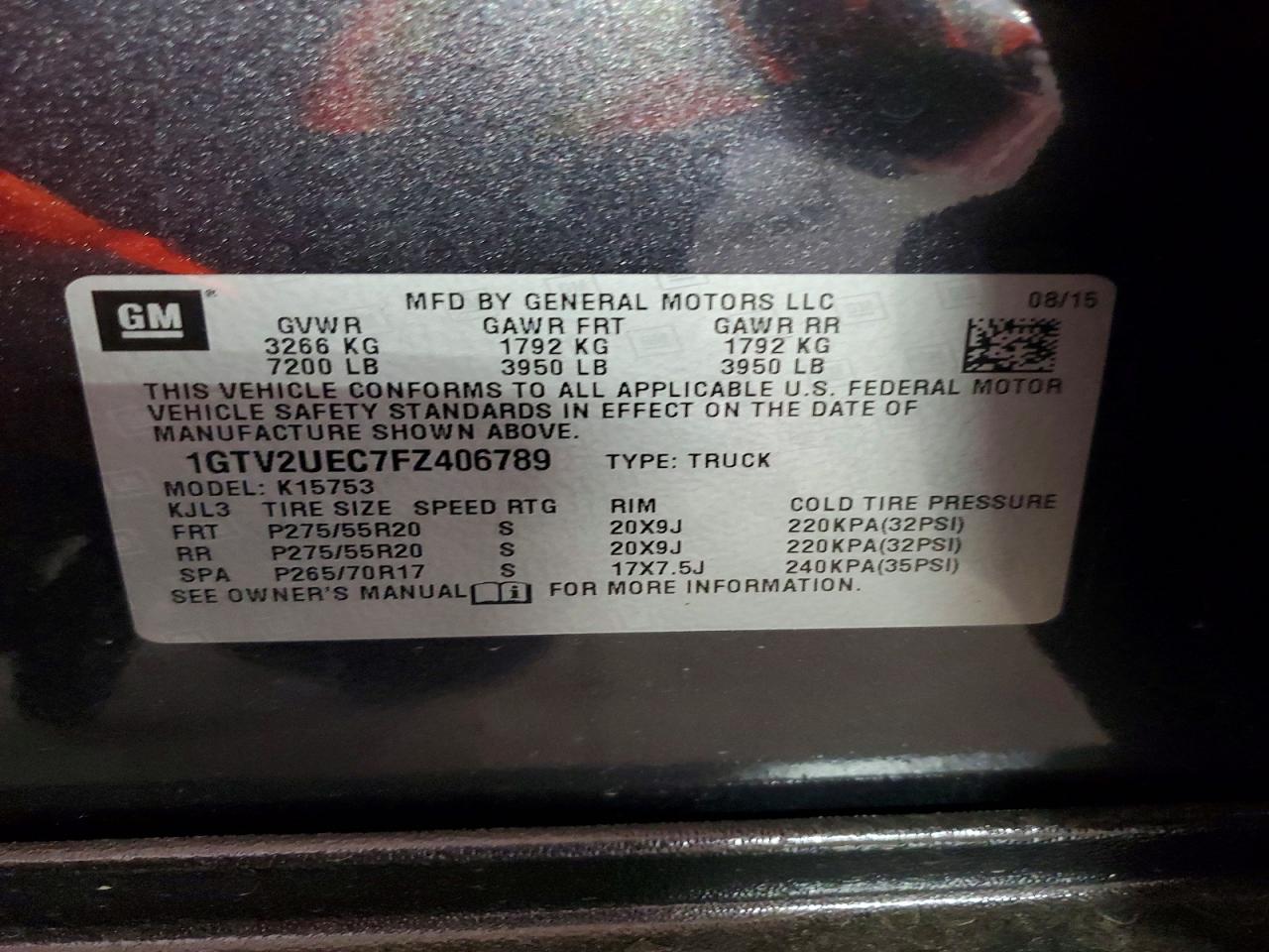 2015 Gmc Sierra K1500 Sle Серый vin: 1GTV2UEC7FZ406789