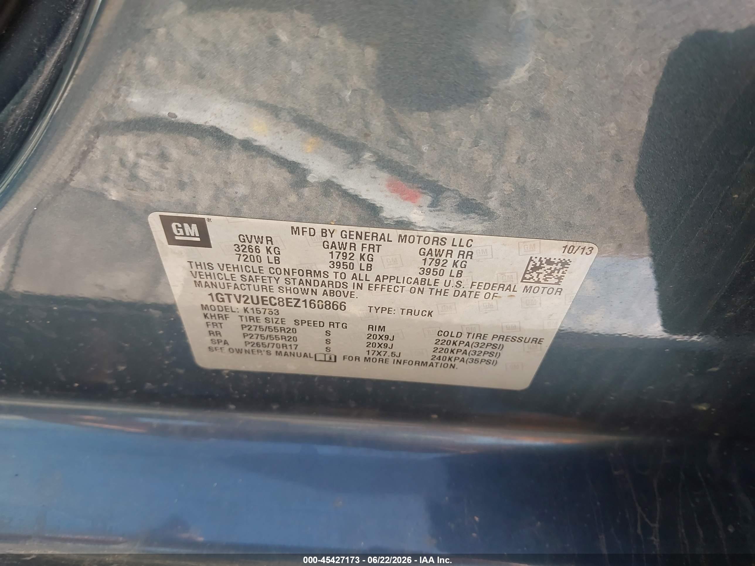 2014 Gmc Sierra 1500 Sle Blue vin: 1GTV2UEC8EZ160866