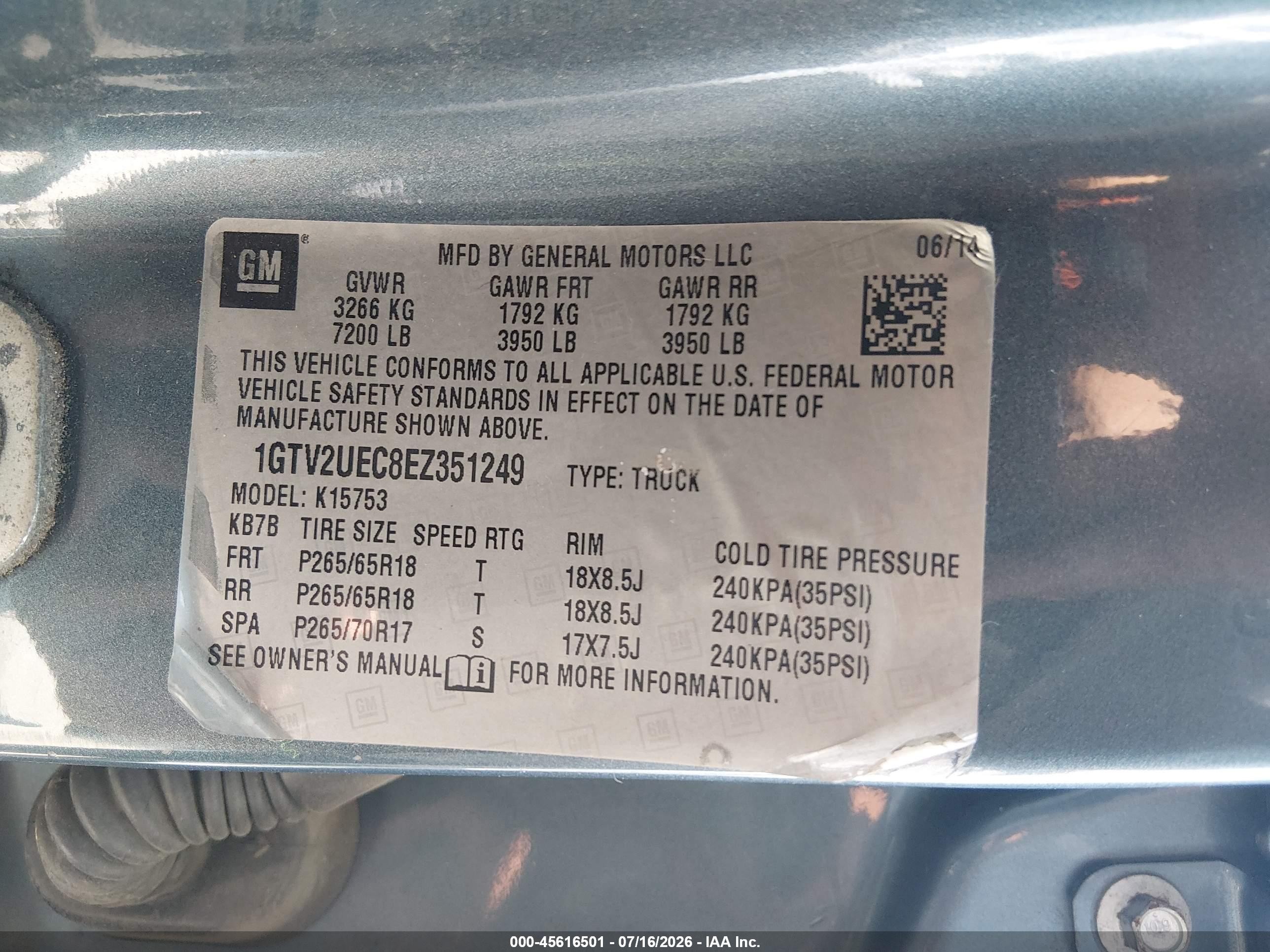 2014 Gmc Sierra 1500 Sle Blue vin: 1GTV2UEC8EZ351249