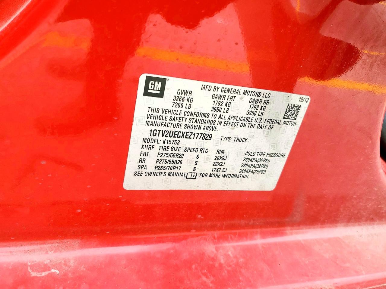 2014 Gmc Sierra K1500 Sle Red vin: 1GTV2UECXEZ177829