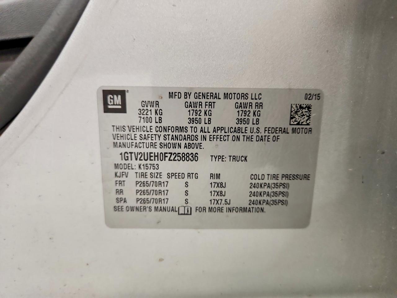 2015 Gmc Sierra K1500 Sle Silver vin: 1GTV2UEH0FZ258836