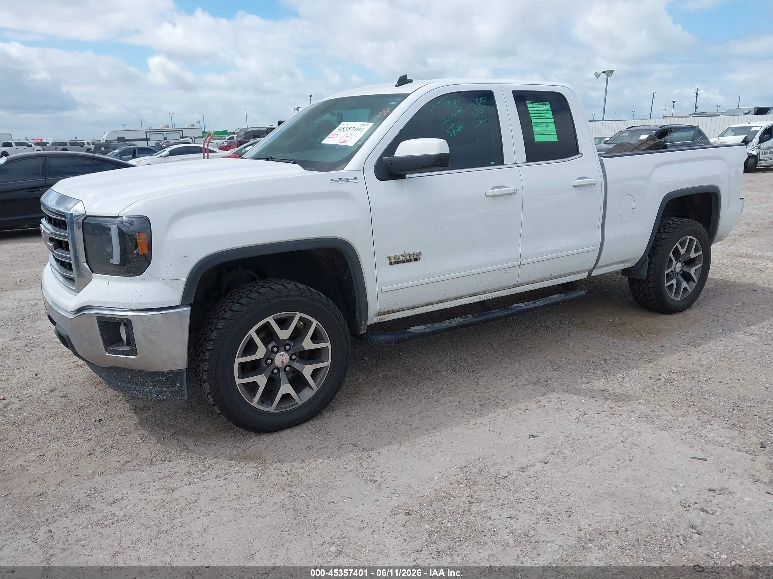 2014 Gmc Sierra 1500 Sle White vin: 1GTV2UEH2EZ217915